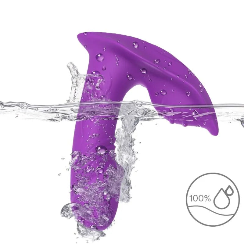 Culotte vibrante violette étanche en silicone médical, forme ergonomique, double moteur, immergée dans l'eau, 100% étanche.