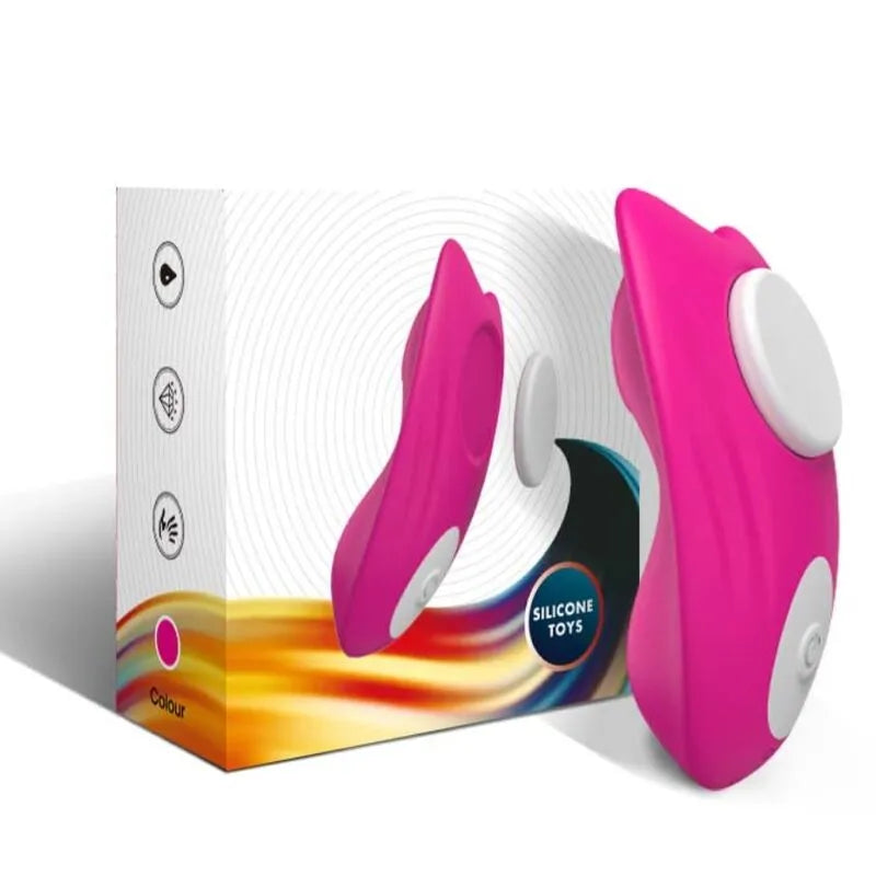 Culotte vibrante rose en silicone médical, étanche, avec deux moteurs, fixation magnétique, neuf modes de vibration.