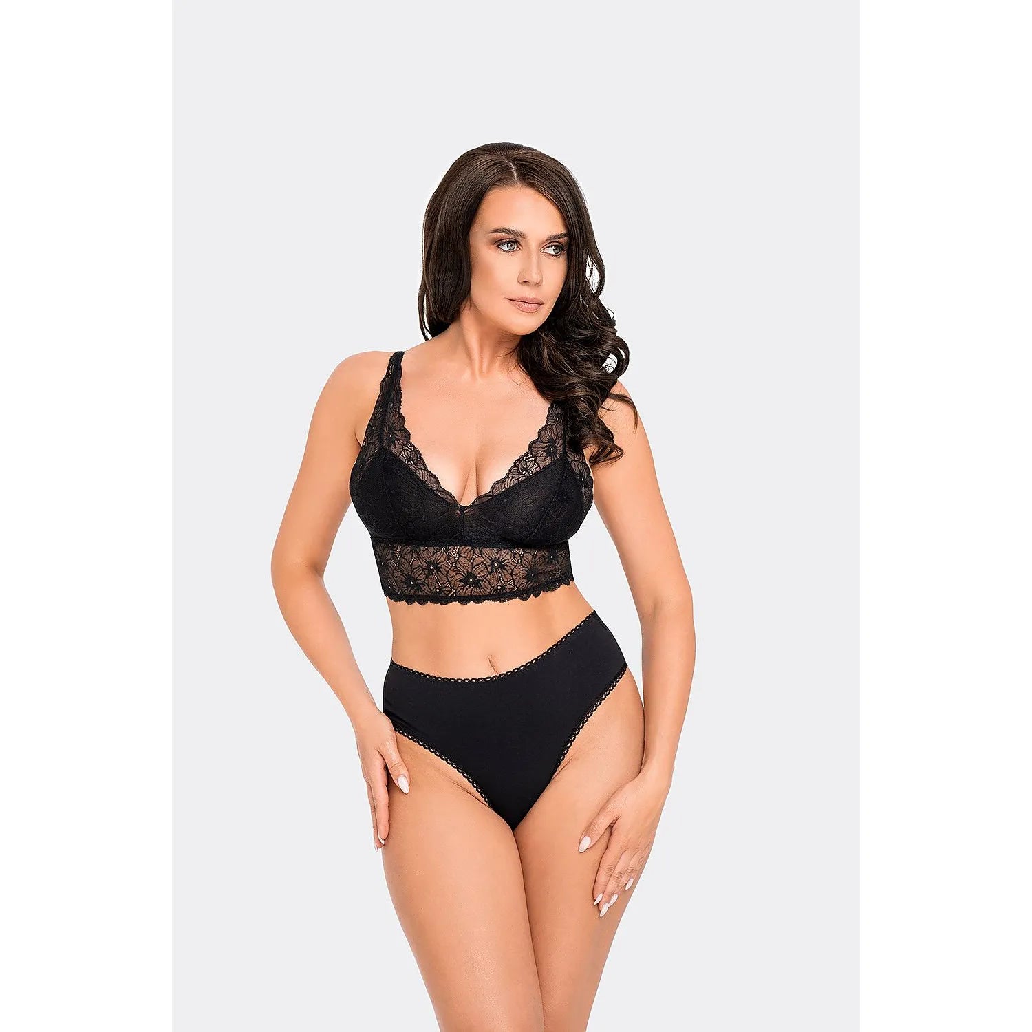 Culottes brésiliennes taille haute dentelle noire Babell 189018 lingerie féminine sexy confort femmes occasion spéciale haute qualité