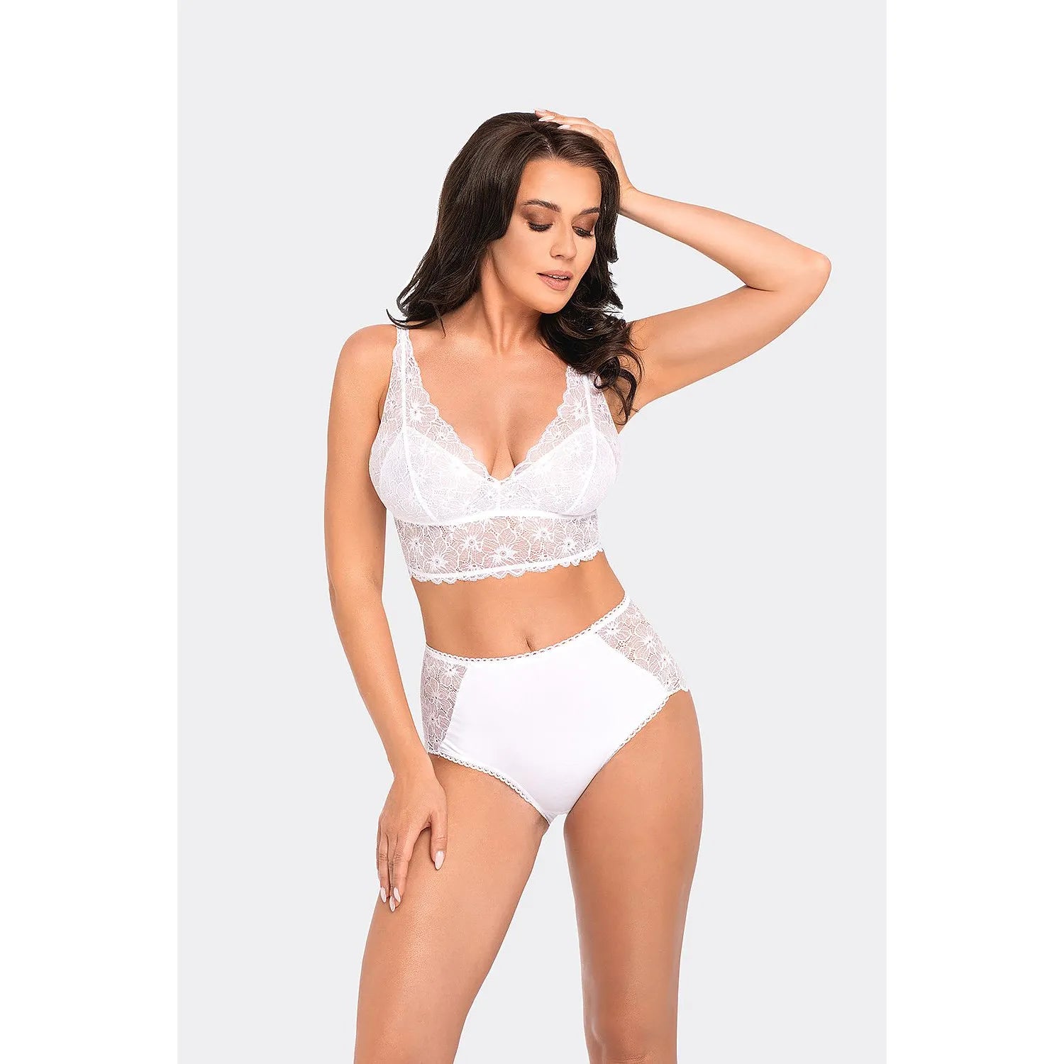Ensemble lingerie Babell 189025 culotte taille haute dentelle floral soutien-gorge sans armature coton élasthanne lingerie féminine intime romantique