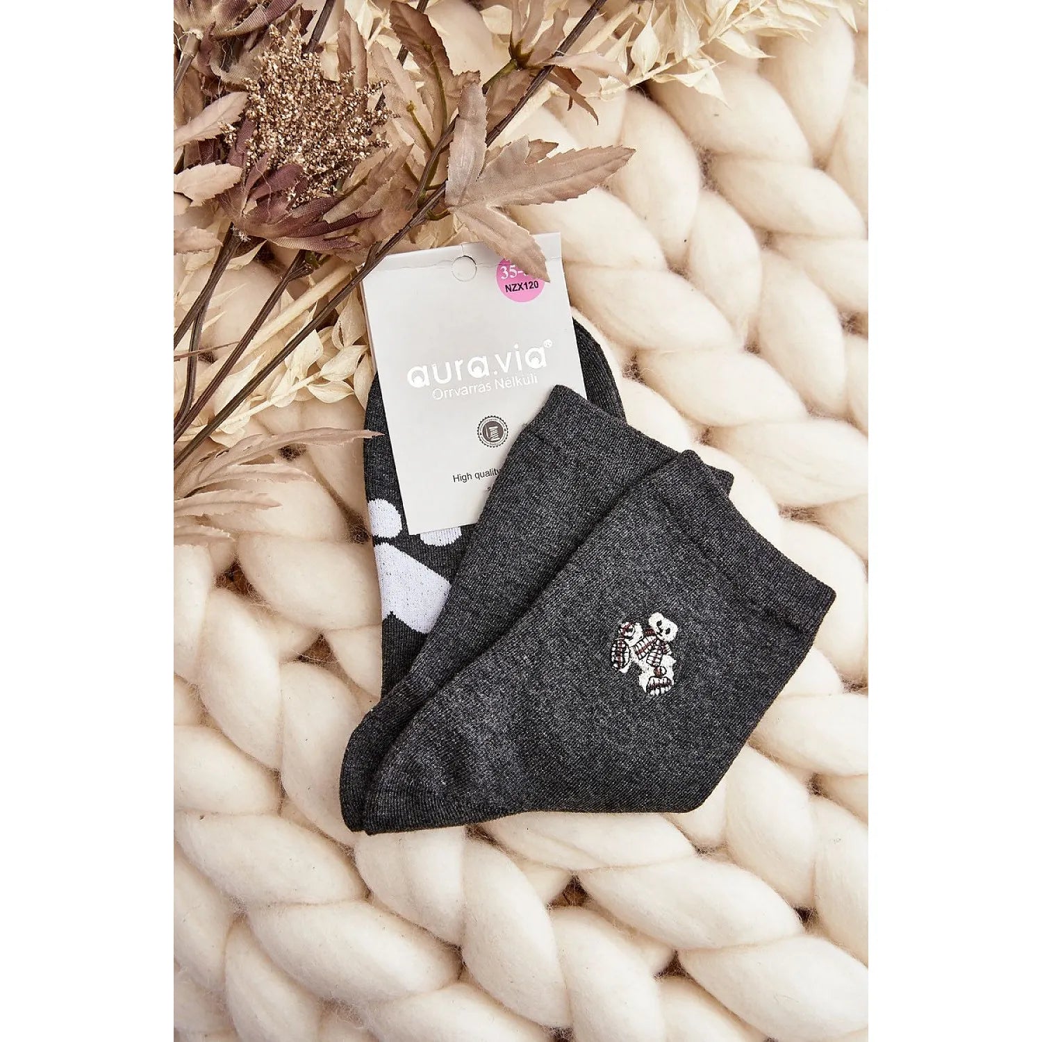 Chaussettes cheville femmes coton cœurs ours cadeau Noël jours froids