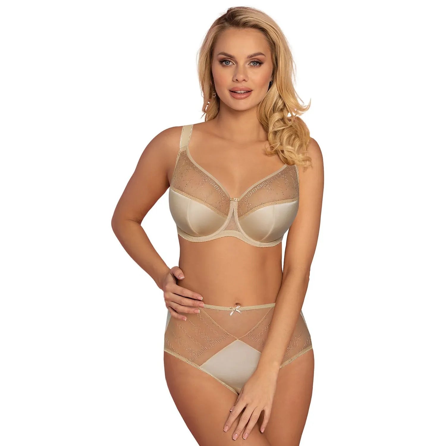 Culotte en tulle Vena modèle 195370 design haute taille soutien-gorge VB-430 dentelle motifs géométriques confort couple lingerie