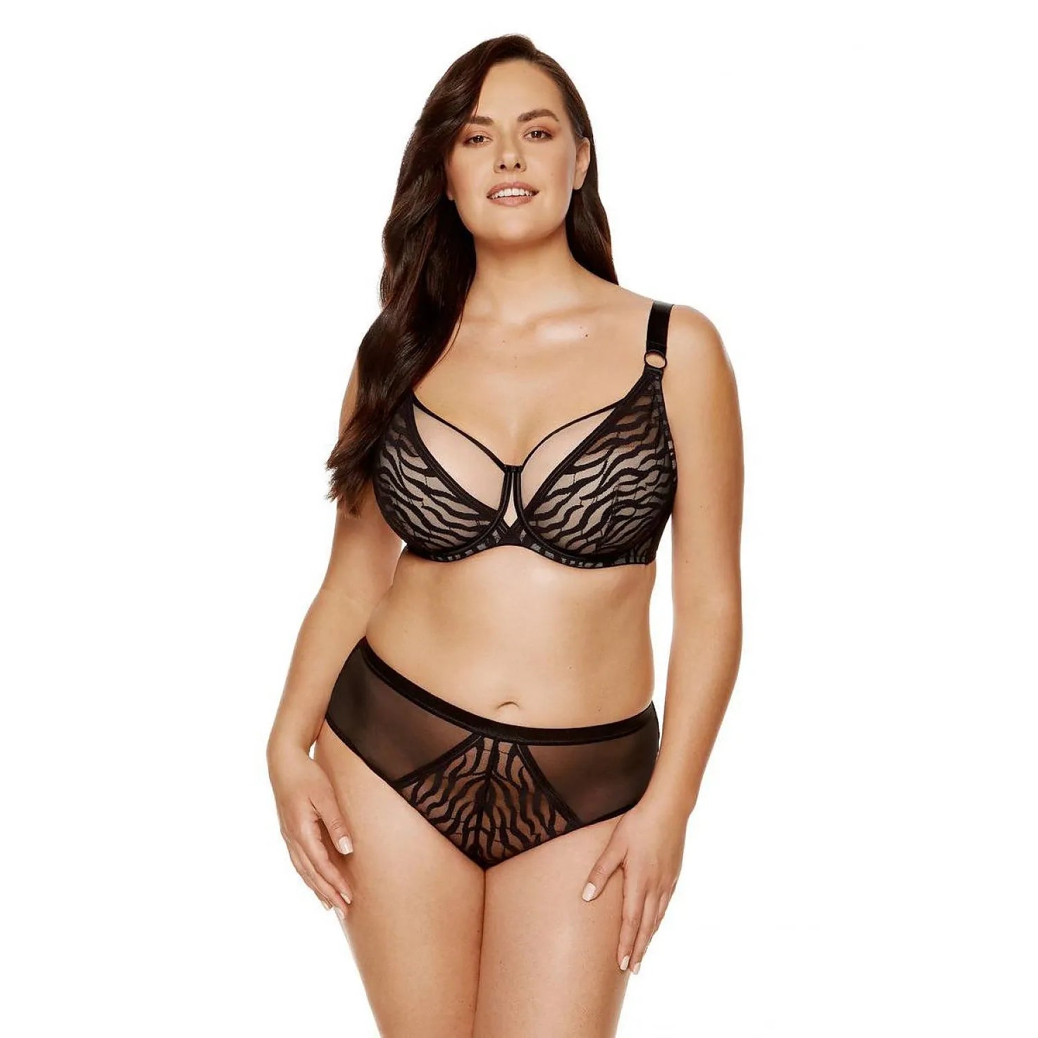 Culotte en dentelle imprimé animalier avec large ceinture élastique, élégante et confortable, confectionnée en Pologne.