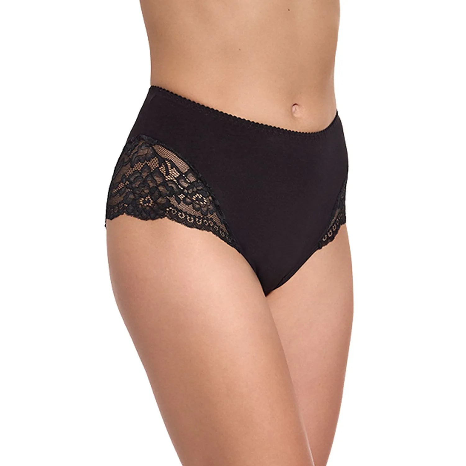 culotte taille haute dentelle florale élégance confort maintien quotidien noir coton doux respirant durable finitions lisses invisible polyvalente féminine sophistiquée