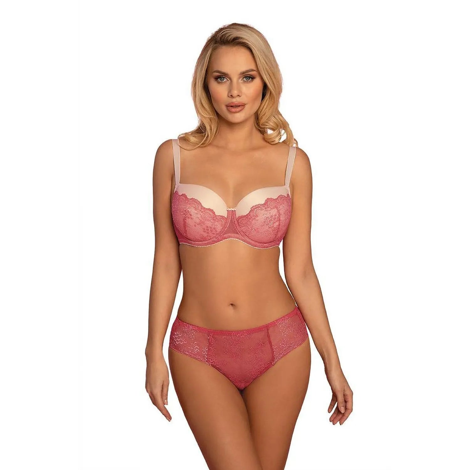 ensemble lingerie féminine sexy dentelle florale soutiengorge rembourré armatures bretelles ajustables fermetureagrippante culotte élastiquée coupe classique tissu extensible confort sophistiqué