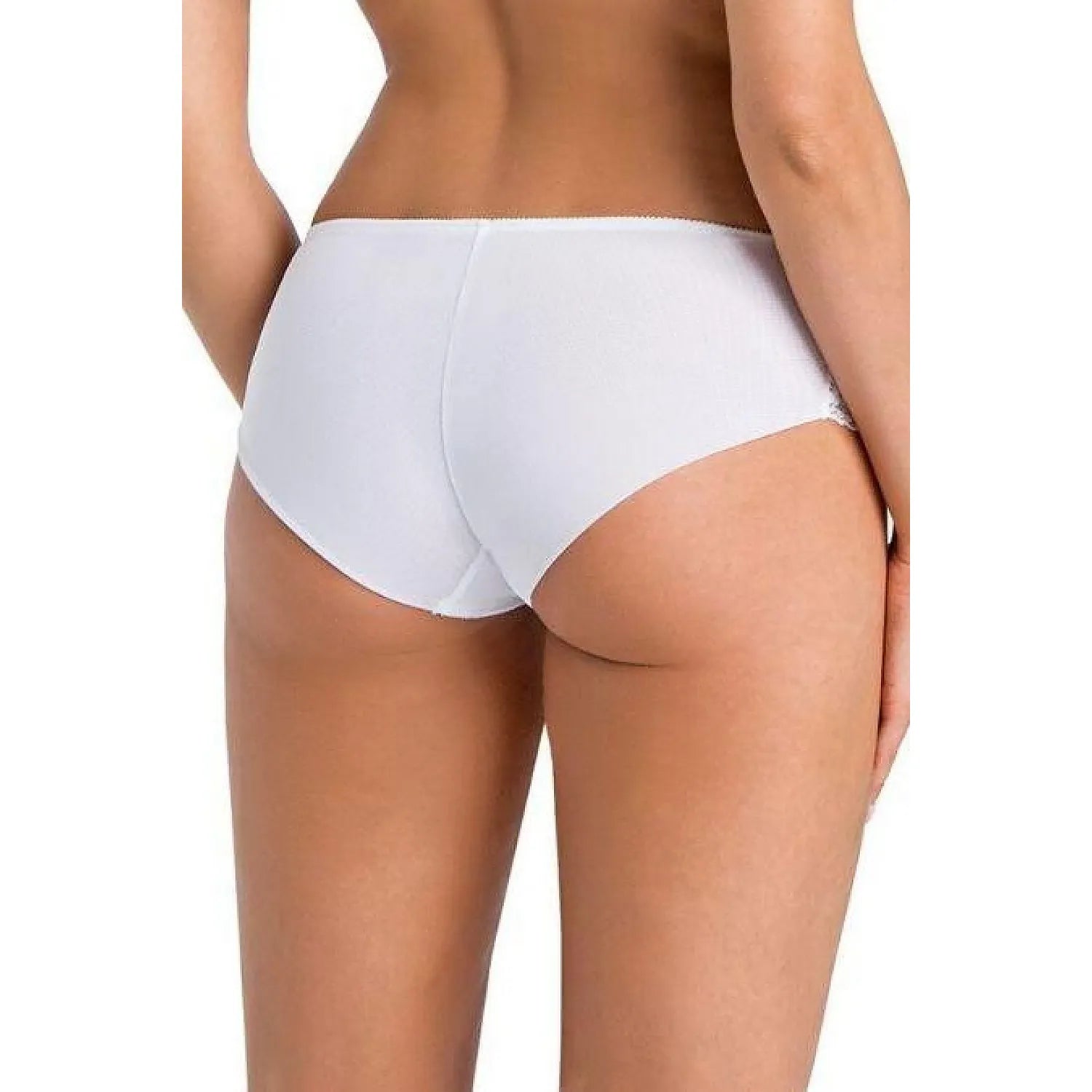 Culottes blanches Teyli 198117, taille basse, dentelle florale, maille semi-transparente, élégance et confort féminin.