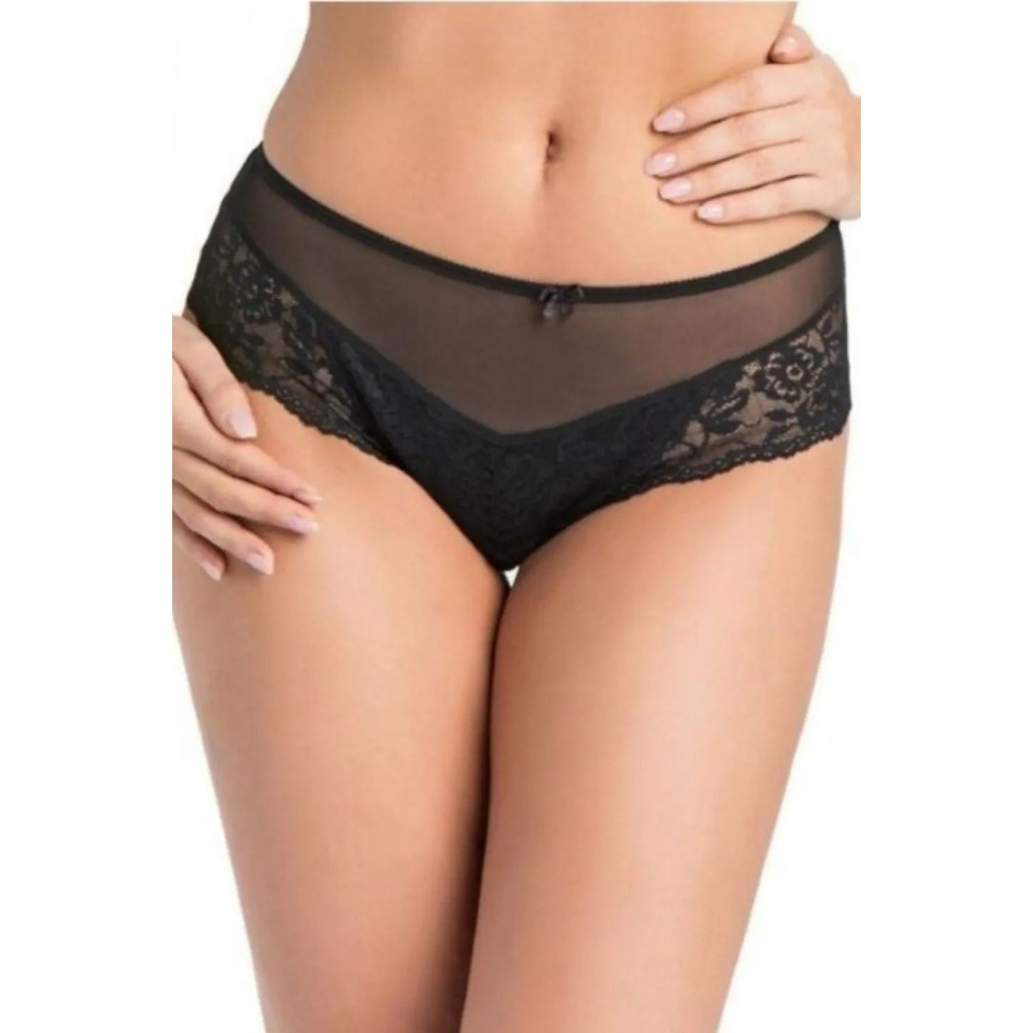 Culotte noire en dentelle florale, microfibre douce, sans couture, élégante, taille élastique, doublure coton.