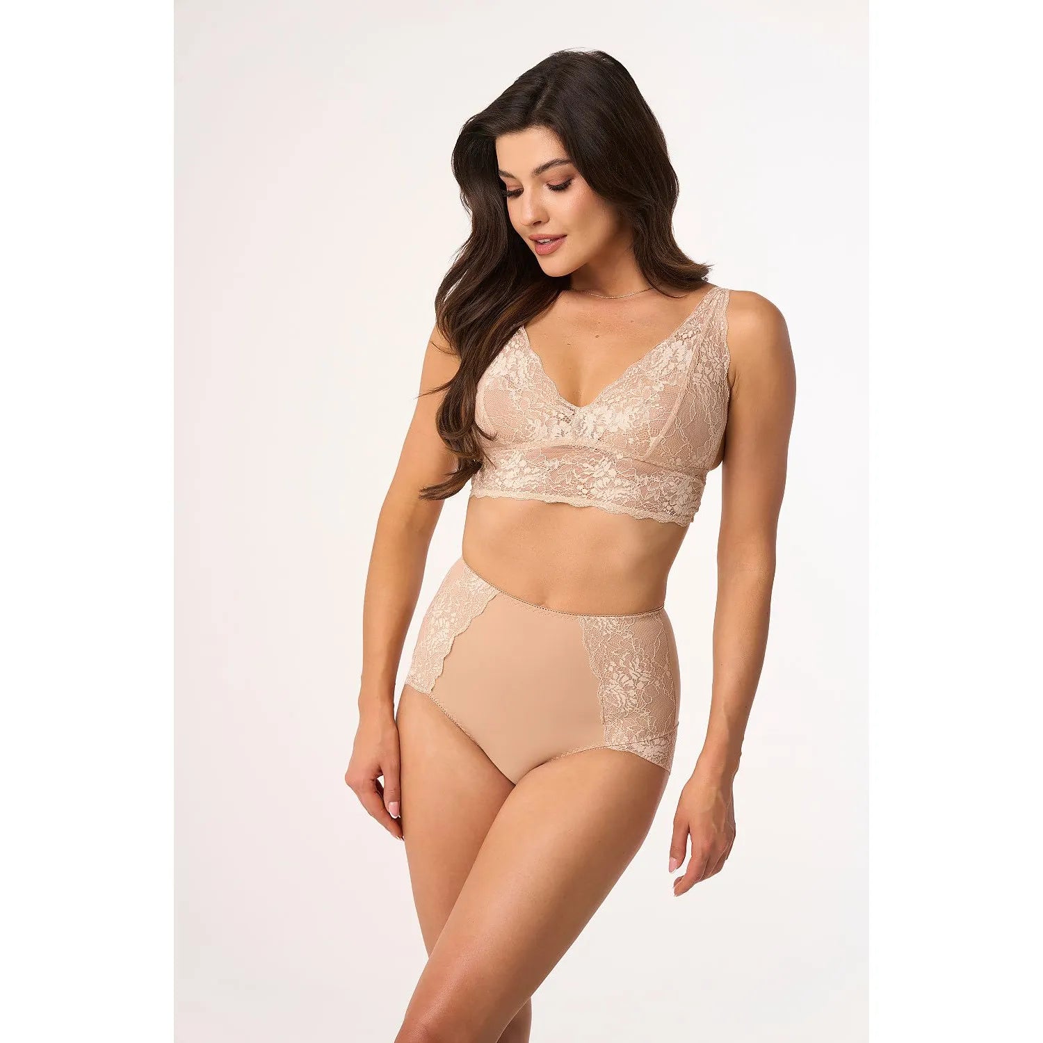 Ensemble lingerie Babell 199351 culotte taille haute dentelle floral femme élégance confort soutien-gorge sans armatures occasion spéciale