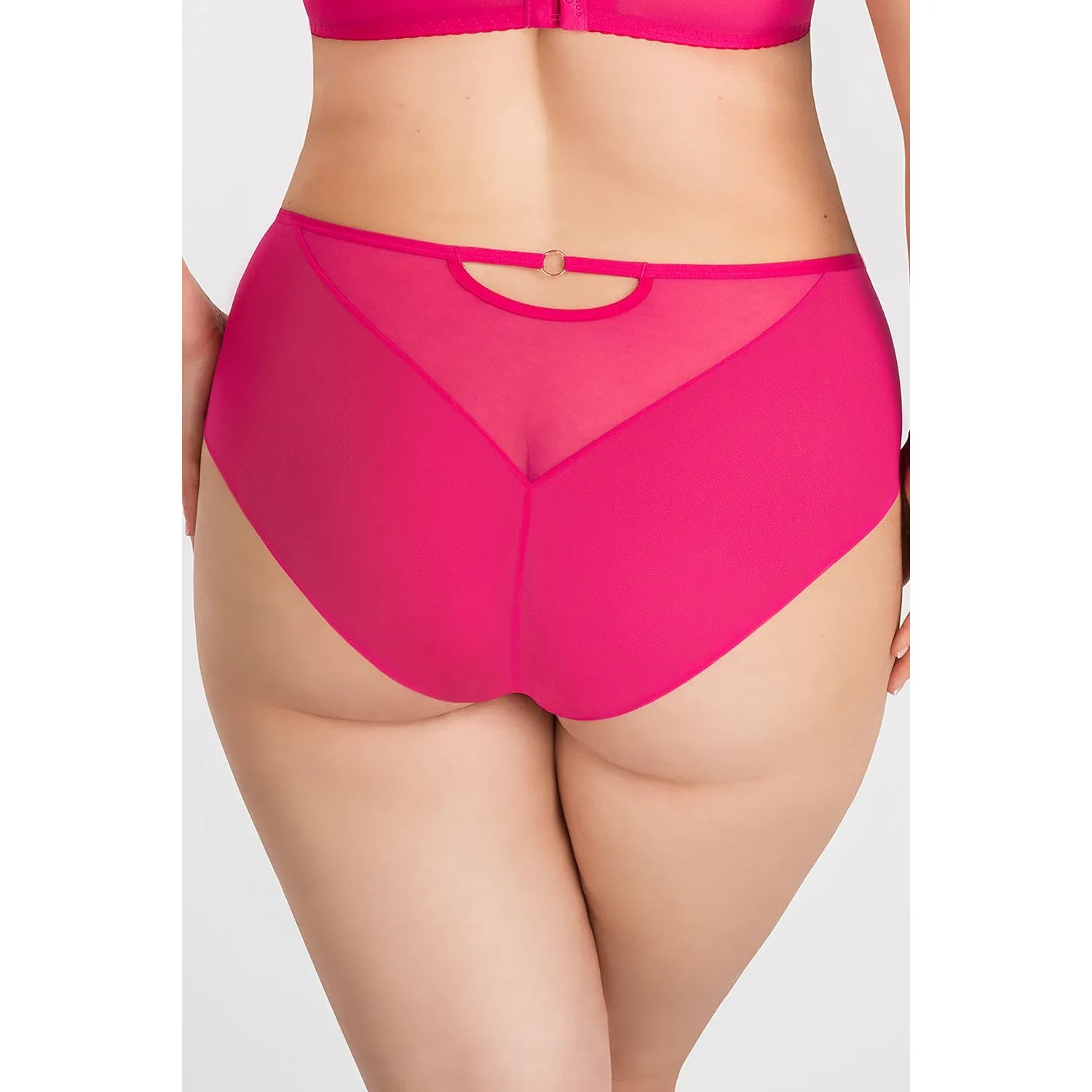 Culotte taille haute Gorsenia rose fuchsia, dentelle et tulle, microfibre douce, élégante et confortable, lingerie féminine.