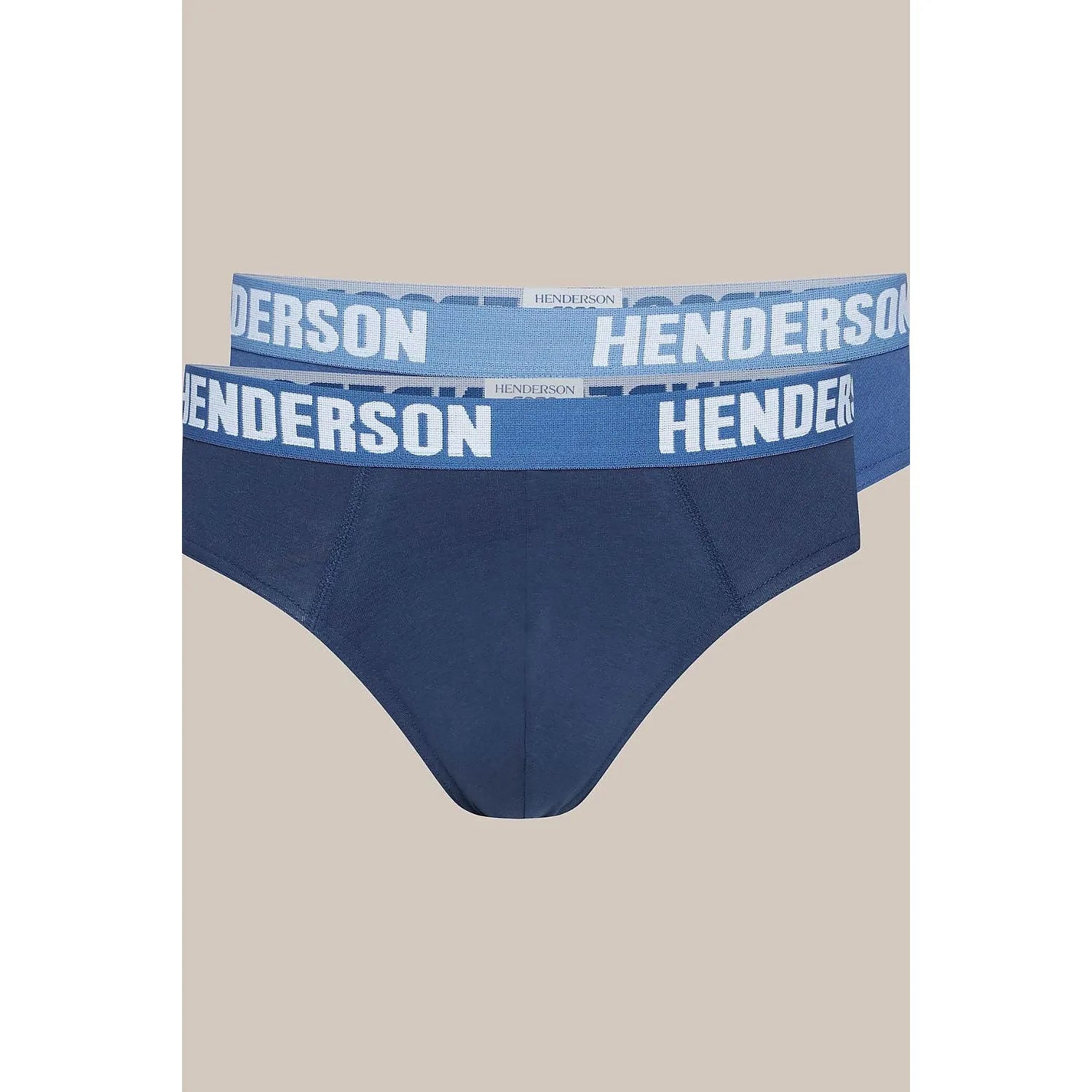 ensemble slips classiques Henderson 199574 homme coton élasthanne respirant extensible coupe classique ceinture élastique large logo contrastant bleu foncé