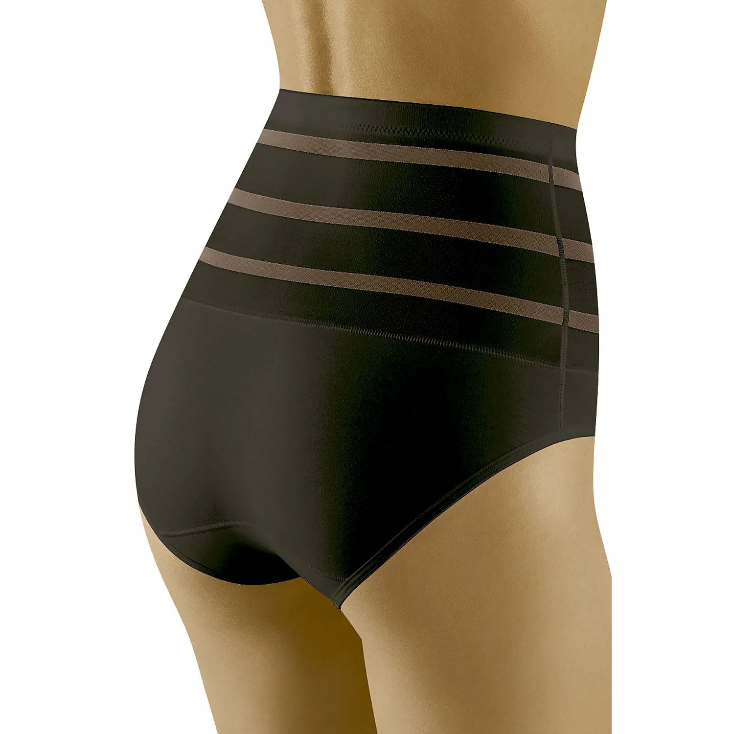 Culotte gainante noire taille haute Wolbar 199731, bandes sculptantes, design moderne, confort et élégance féminine.