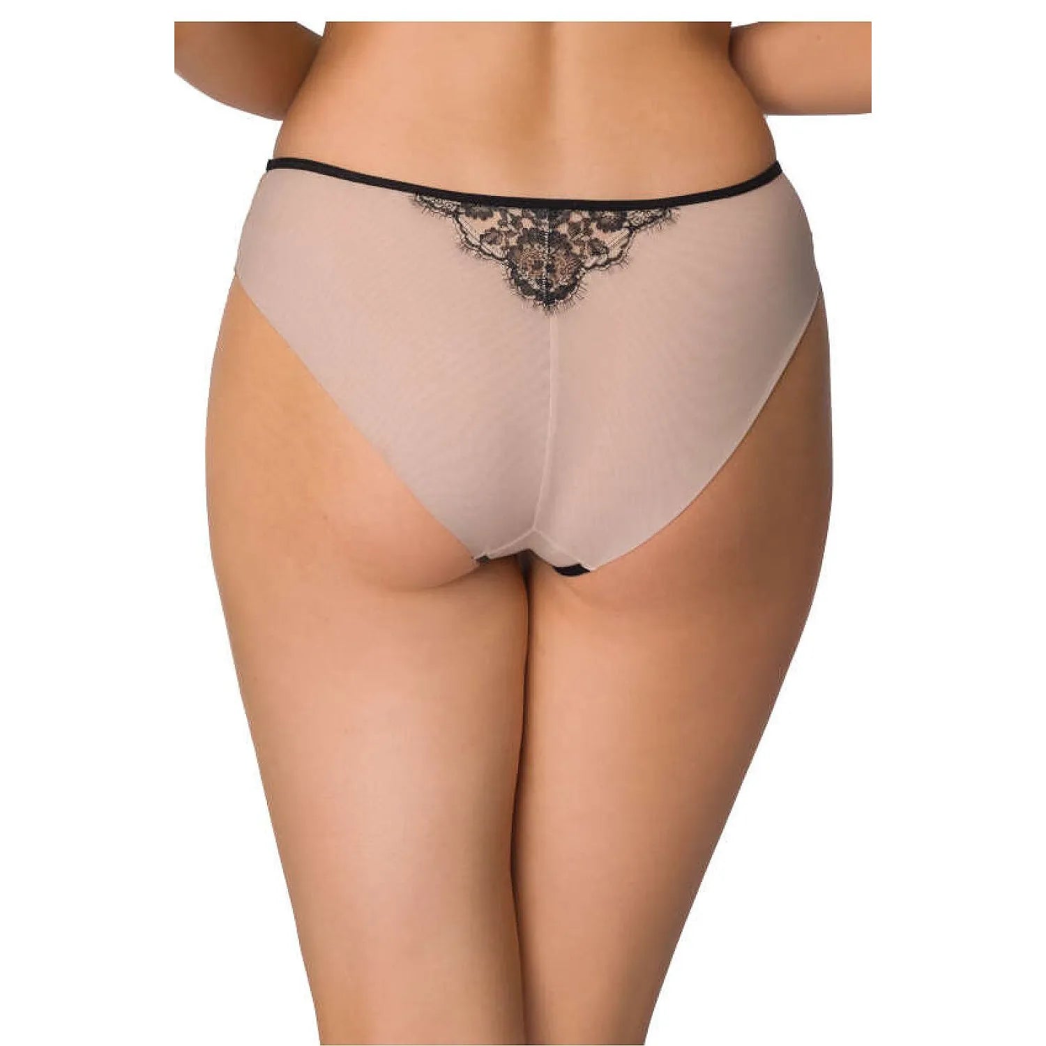 Culotte taille haute noire en dentelle florale et tulle transparent, design élégant et confortable pour femmes.
