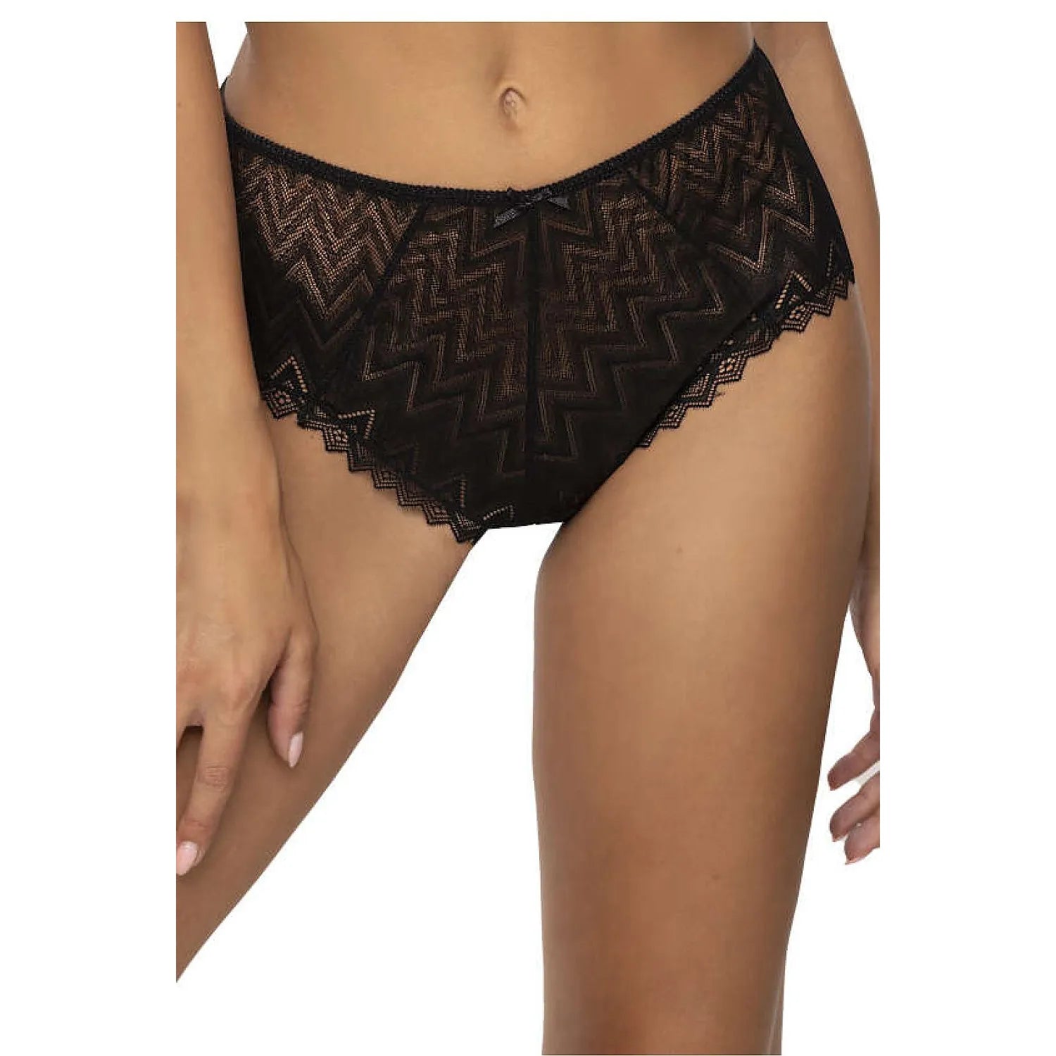Culotte en dentelle noire taille haute motif zigzag Elif lingerie érotique femelle sensualité quotidien occasion spéciale