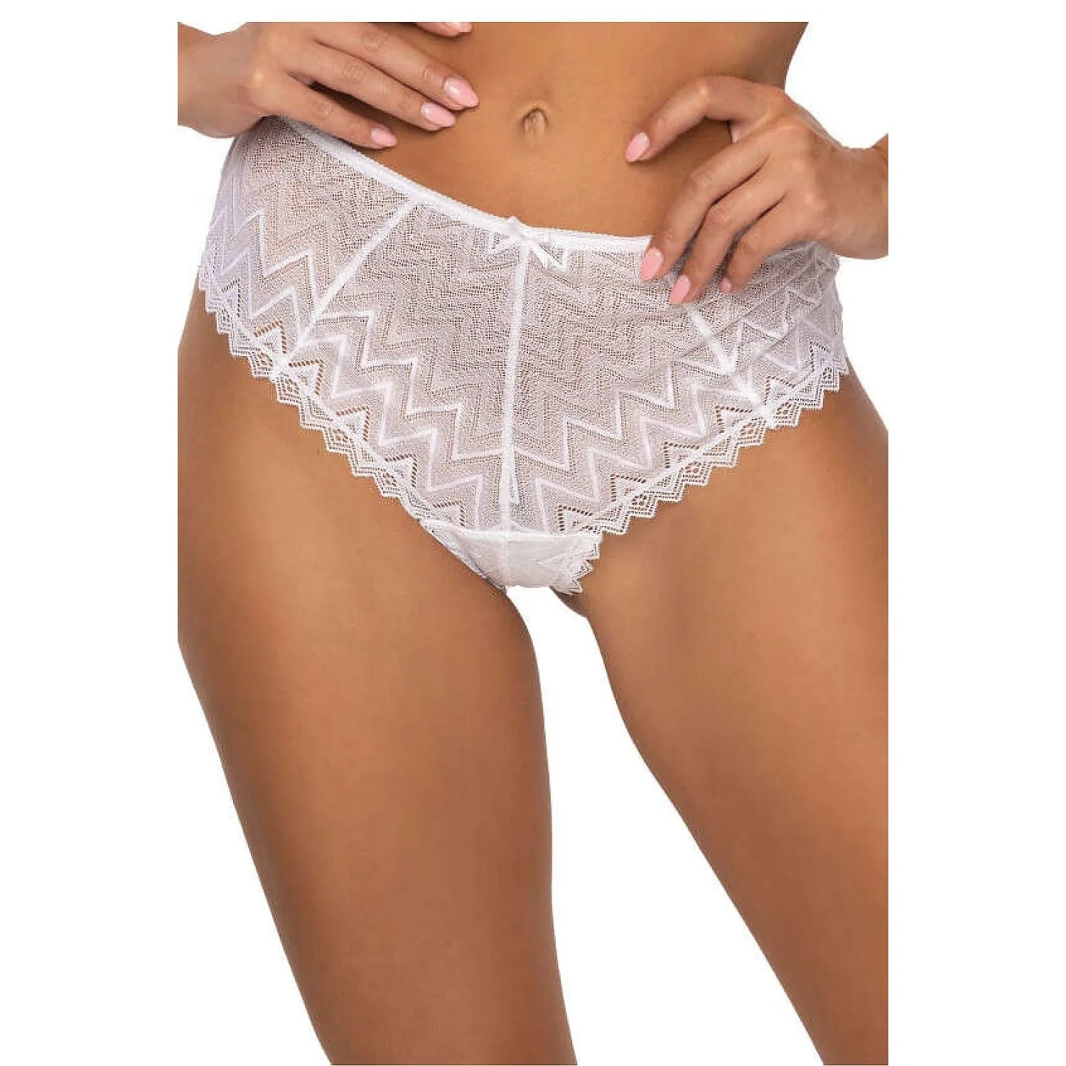 Culotte en dentelle高 waist motif zigzag nœud subtil lingerie érotique féminine sexy confort taille élastiquée matériau doux