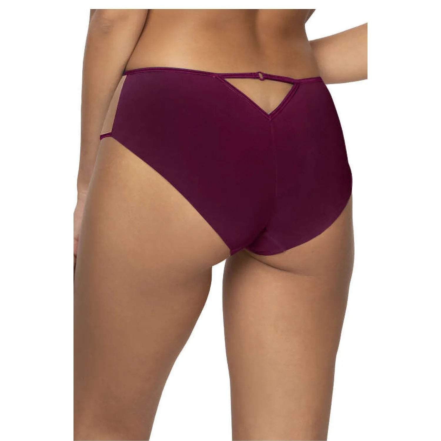 Culotte Maureen F-3808/51 beige violet, taille haute, dentelle florale, élégance et confort, lingerie féminine raffinée.