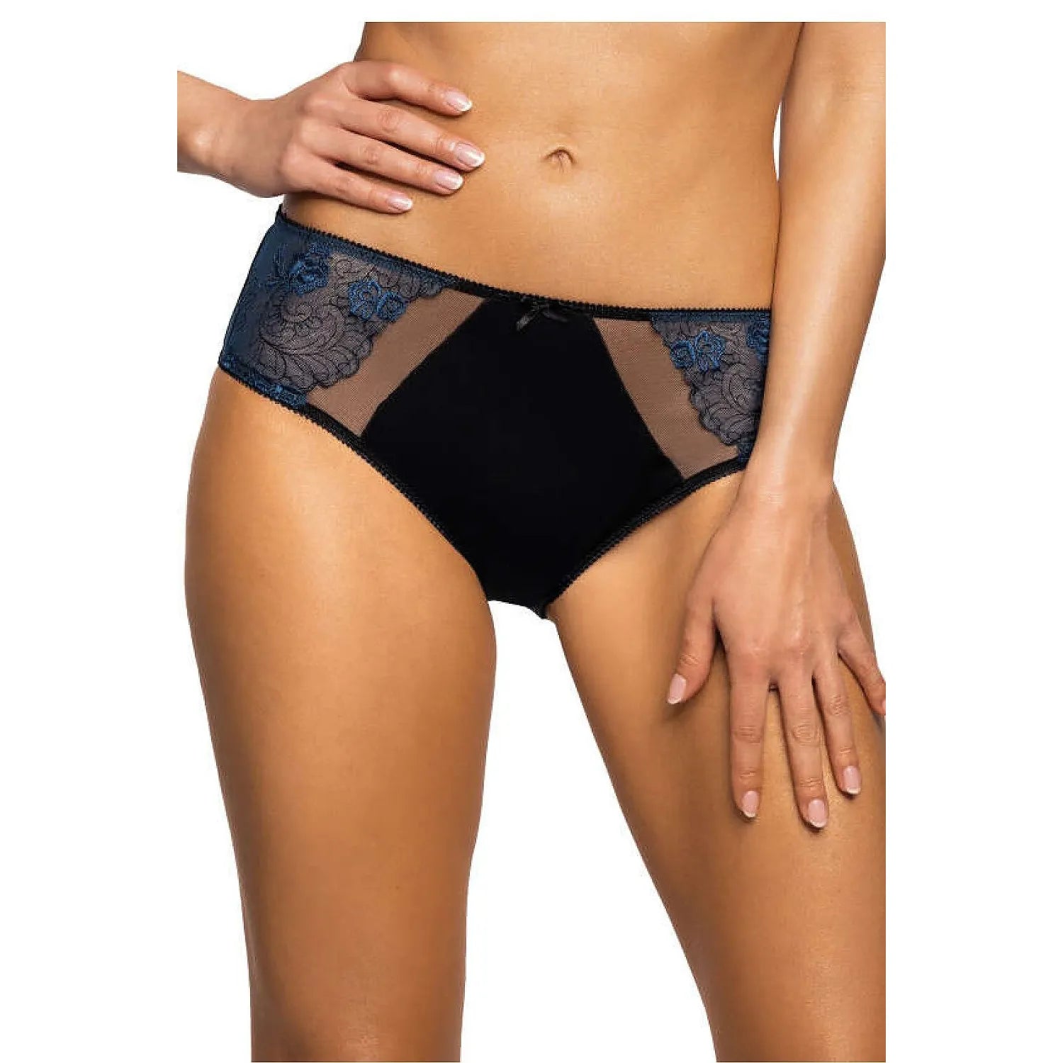 Culotte Saddie microfibre dentelle motifs floraux taille moyenne confort élégance lingerie femmes coton elasthanne polyamide tailles 36-48 discret séduisant bien-être intime style classique