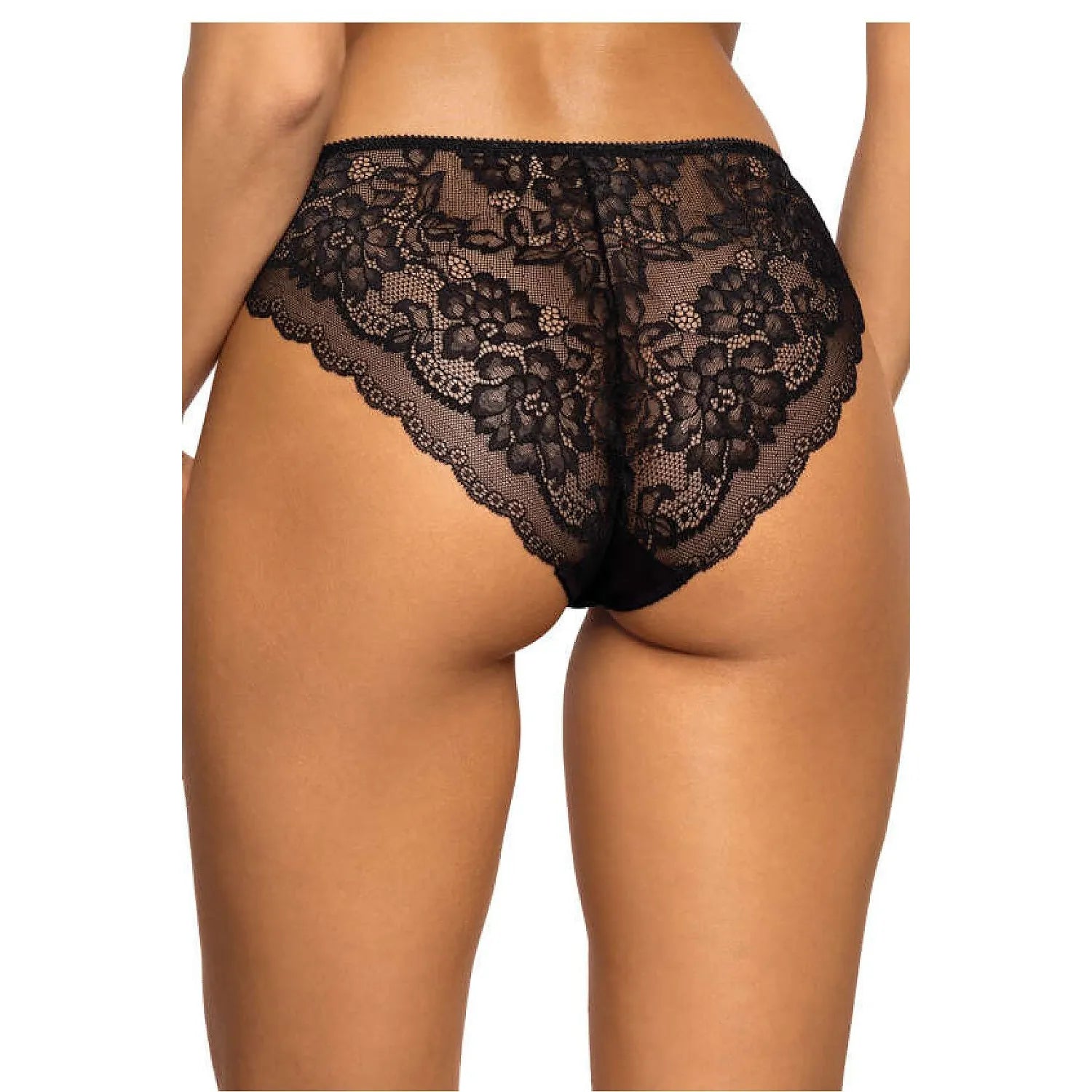 Culotte dentelle noire motifs floraux, maille rouge, anneau latéral, élégante et audacieuse, lingerie femme taille 36-44.