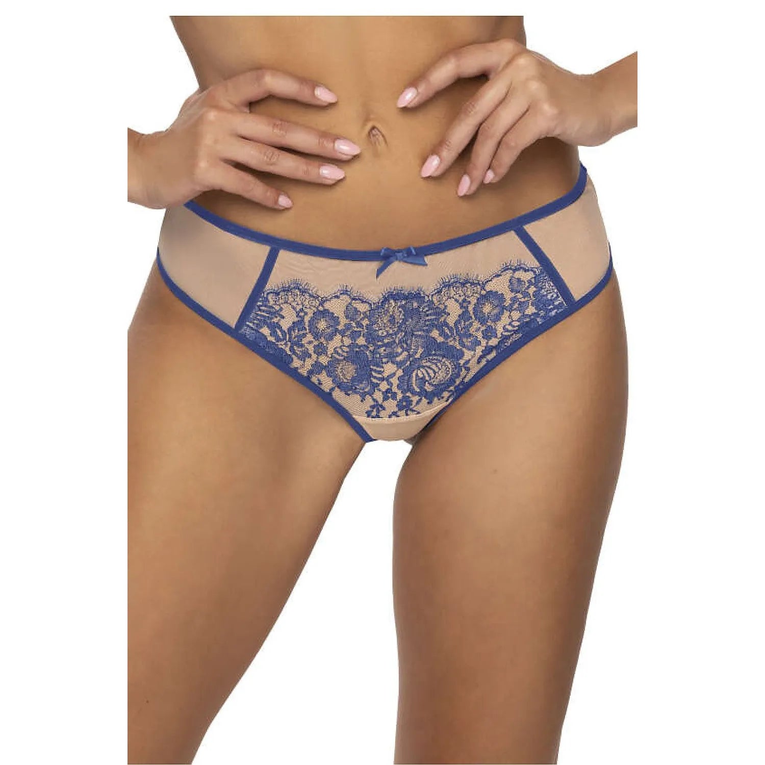 Culotte dentelle tulle élastique nude bleu lingerie féminine sexy taille élastique ajustée morphologie femmes
