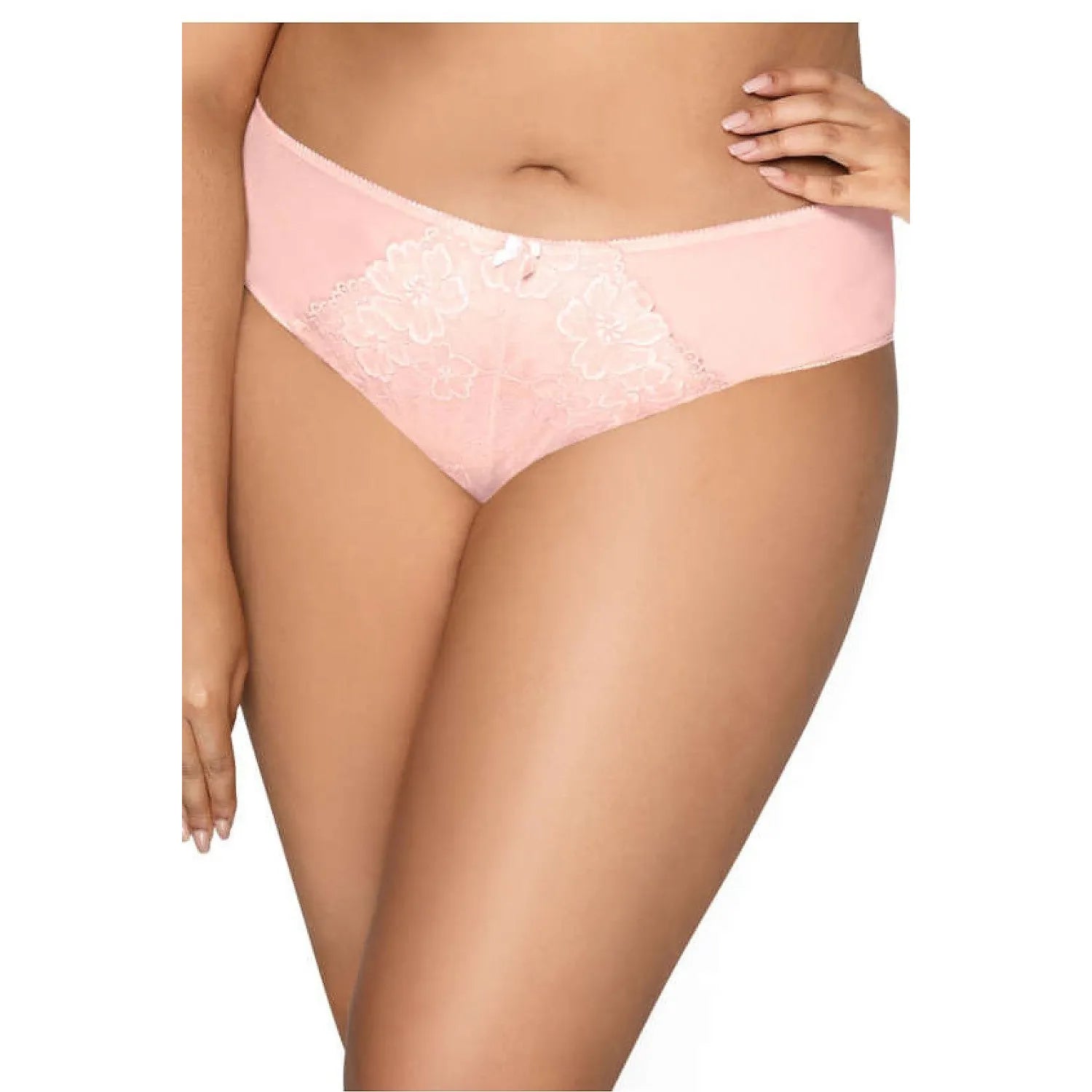culotte sexy dentelle rose pâle mat élastique confortable féminine raffinée floral délicat nœud décoratif sanscoutures extensible coton élasthanne polyamide