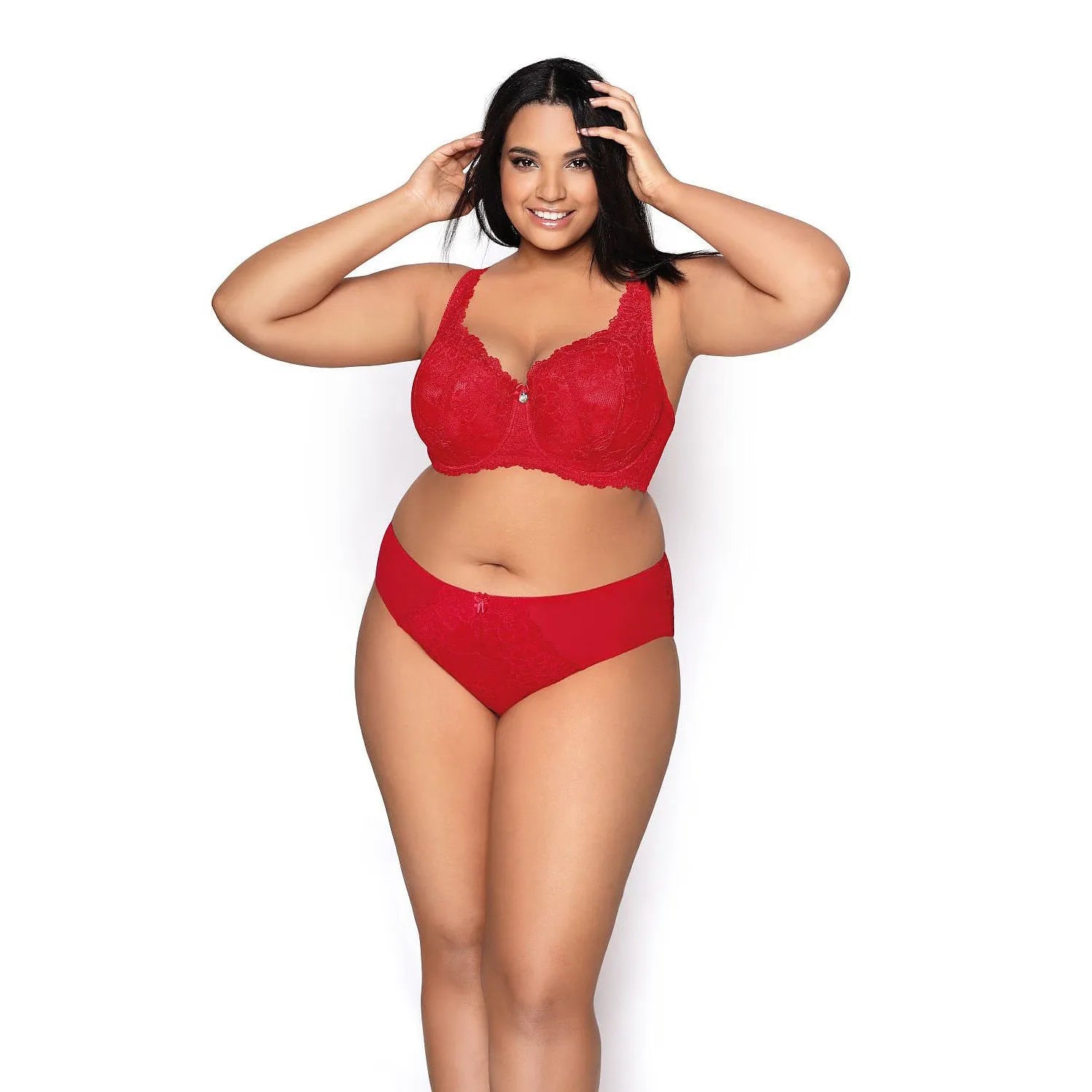 Culotte dentelle rouge élégante avec motif floral, nœud décoratif, taille mi-haute, bordures douces, confort hypoallergéni...