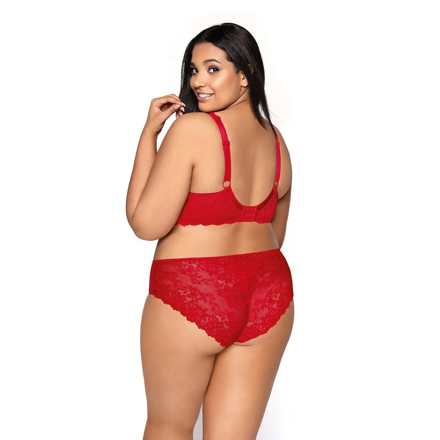 Culotte dentelle rouge élégante avec motif floral, nœud décoratif, taille mi-haute, bordures douces, maintien confort.