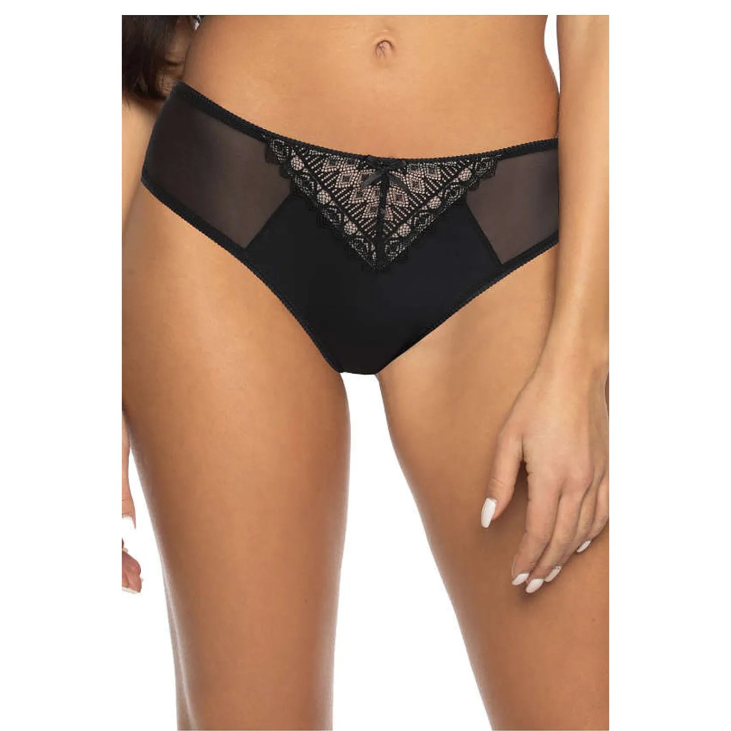 culotte dentelle noire élégante raffinée féminine sensuelle confortable taille haute microfibre douce opaque maintien élastiques souples maille transparente motifs floraux