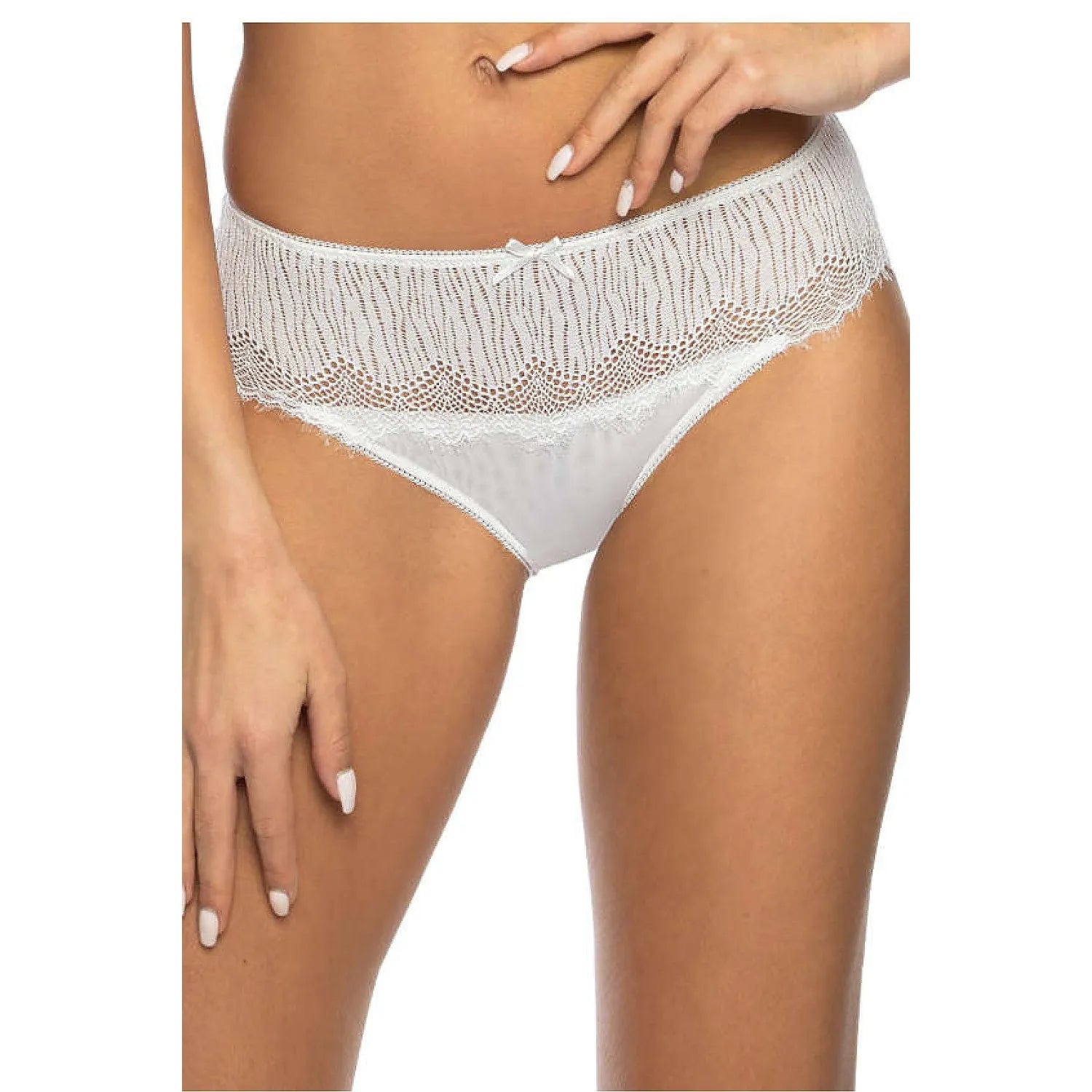 Culotte feminine élégante dentelle maille nœud blanc 83% polyamide 11% elastane 6% coton Taille 36-44 lingerie sexy intime