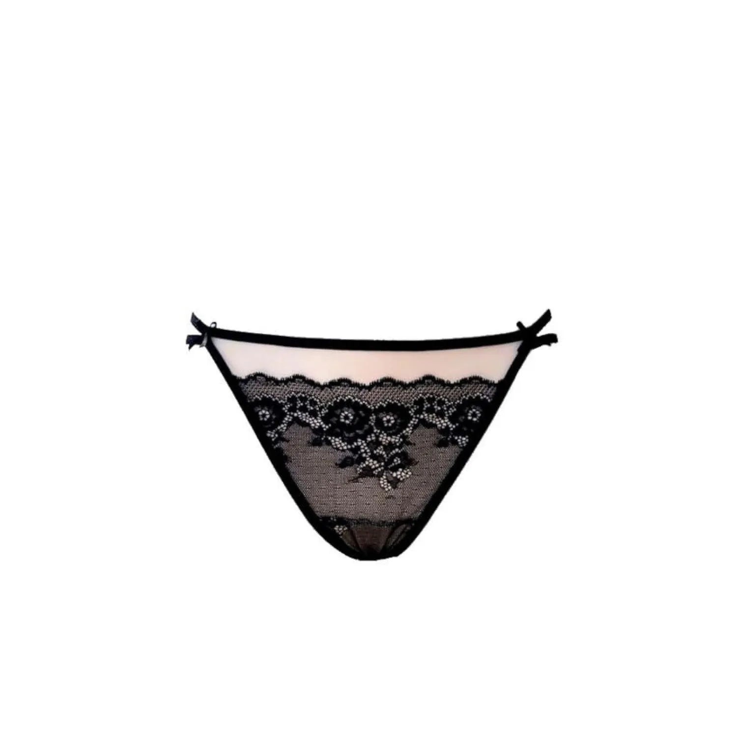 culotte tanga dentelle florale séduisante érotique féminine élégante sensuelle maintien confort délicate transparente noire respirante élastique nylon élasthanne polyester