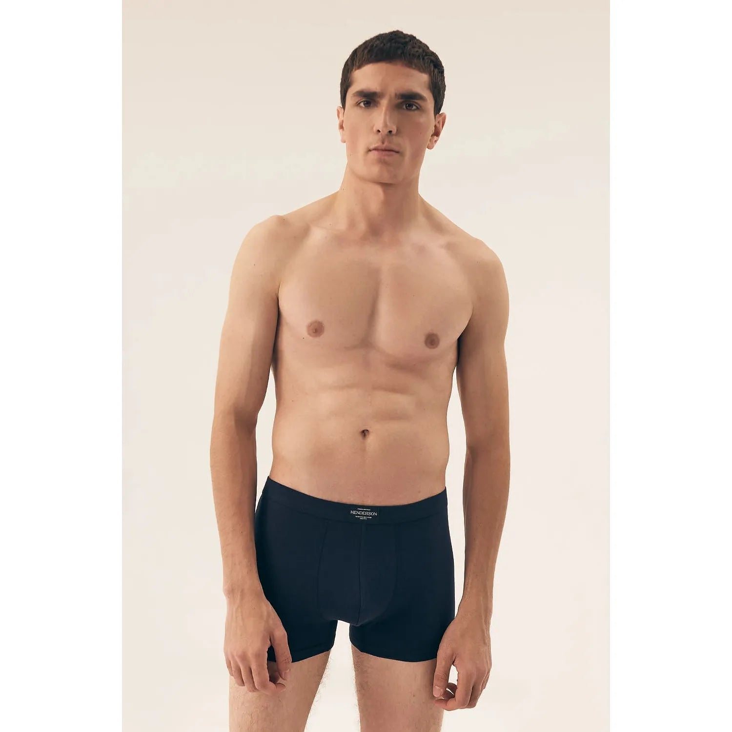 Ensemble de boxers homme bleu marine ajustés, coton élasthanne, confort et style classique, lingerie masculine élégante.