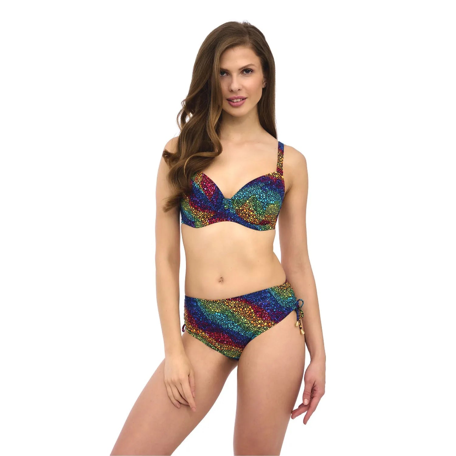 Culottes nageur multicolore Lupo Line 211569 taille haute élasthanne polyamide lanières dorées lingerie maillot bain