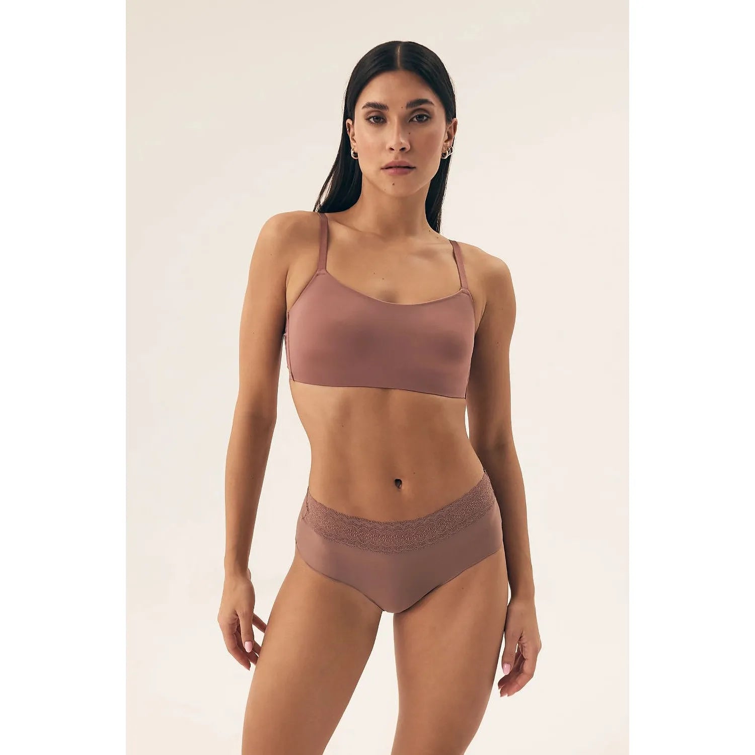 Ensemble lingerie féminine Culottes model 212013 Henderson soutien-gorge culottes terrecotta marron rosé dentelle confort élégance quotidien cadeau femme