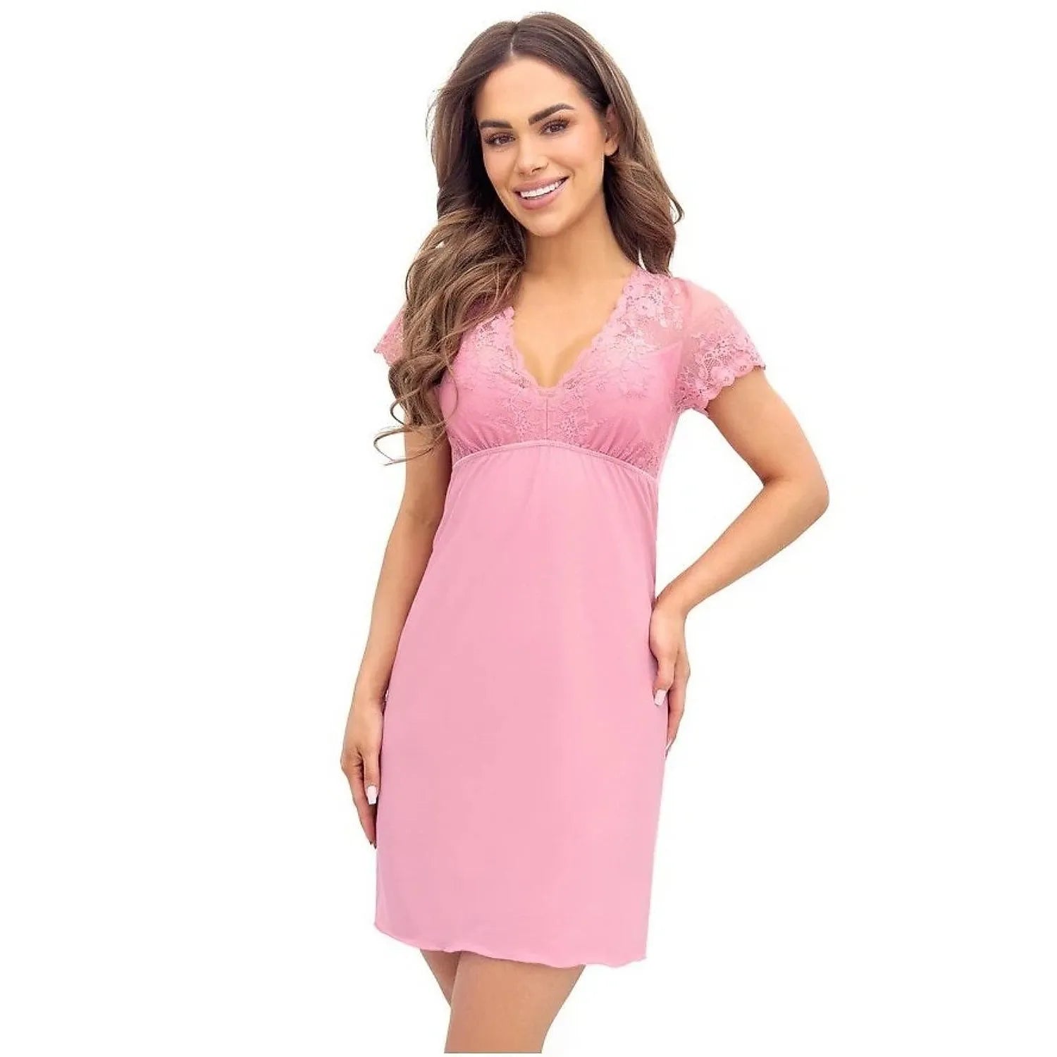 Chemise de nuit élégante en dentelle V-neck confortable pour dormir cadeau lingerie féminine intime