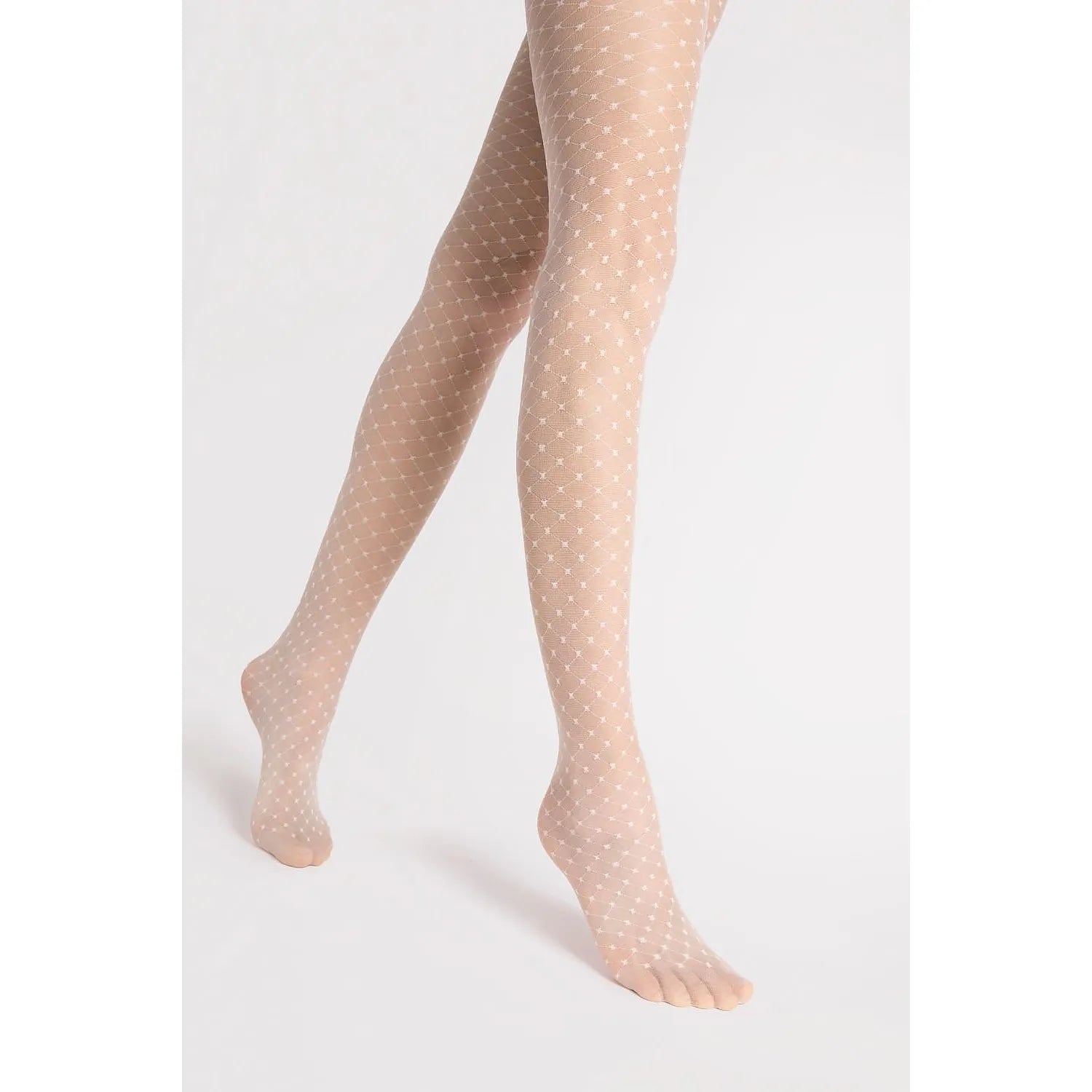 Collants élégants Fiore 20 DEN motif losange beige transparents lingerie féminine ajustement parfait confort toute la journée gousset apparent design intemporel