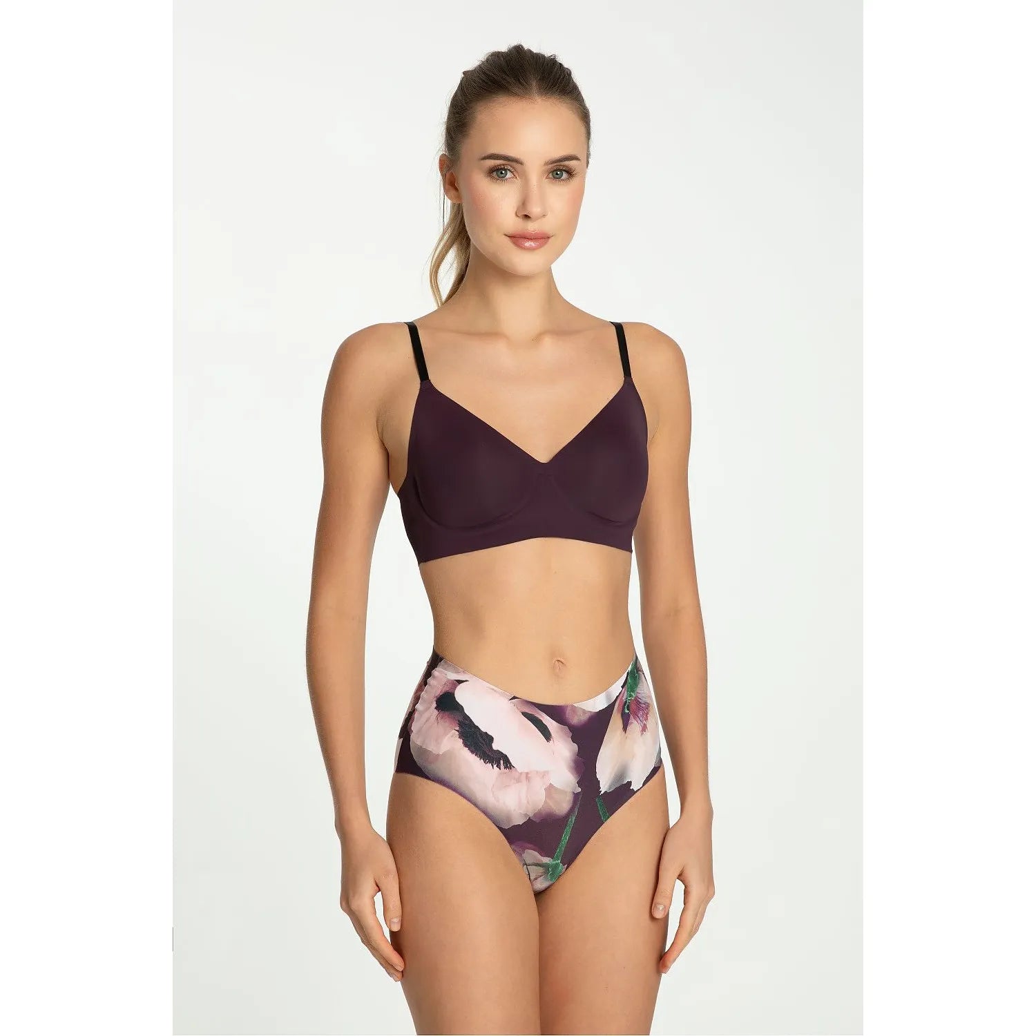 Culottes Julimex model 219146 ensemble lingerie féminine floral high-waisted soutien-gorge sans armature confort élégance romantique
