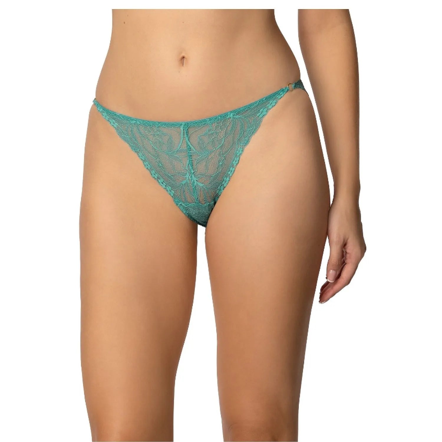 Culotte en dentelle floral turquoise string ajusté lingerie sexy confort élégance design sensuel matelassage élastique