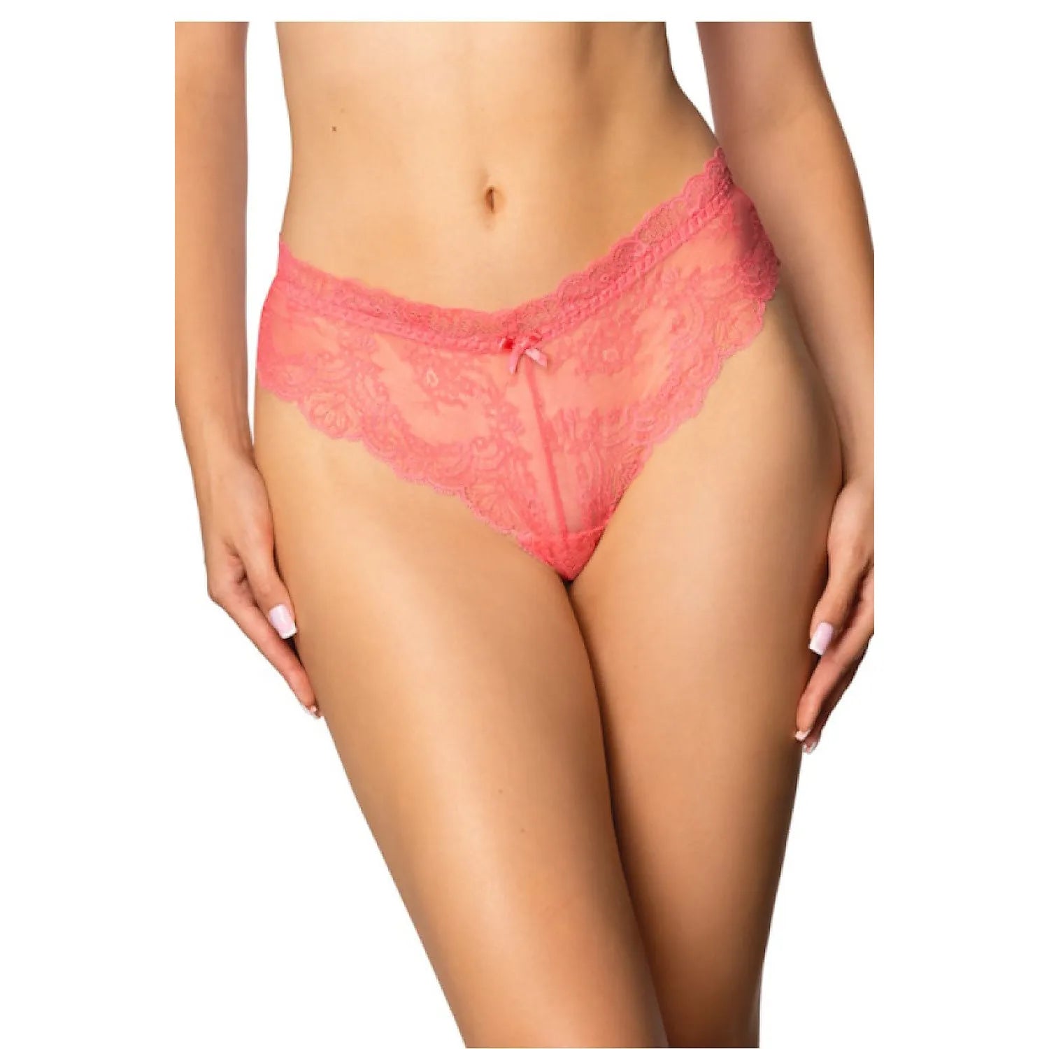 Culotte Brésilienne Dentelle Transparente Rose Vif Taille Basse Nœud Avant Confort Élégance Sexe Intime Fidèle