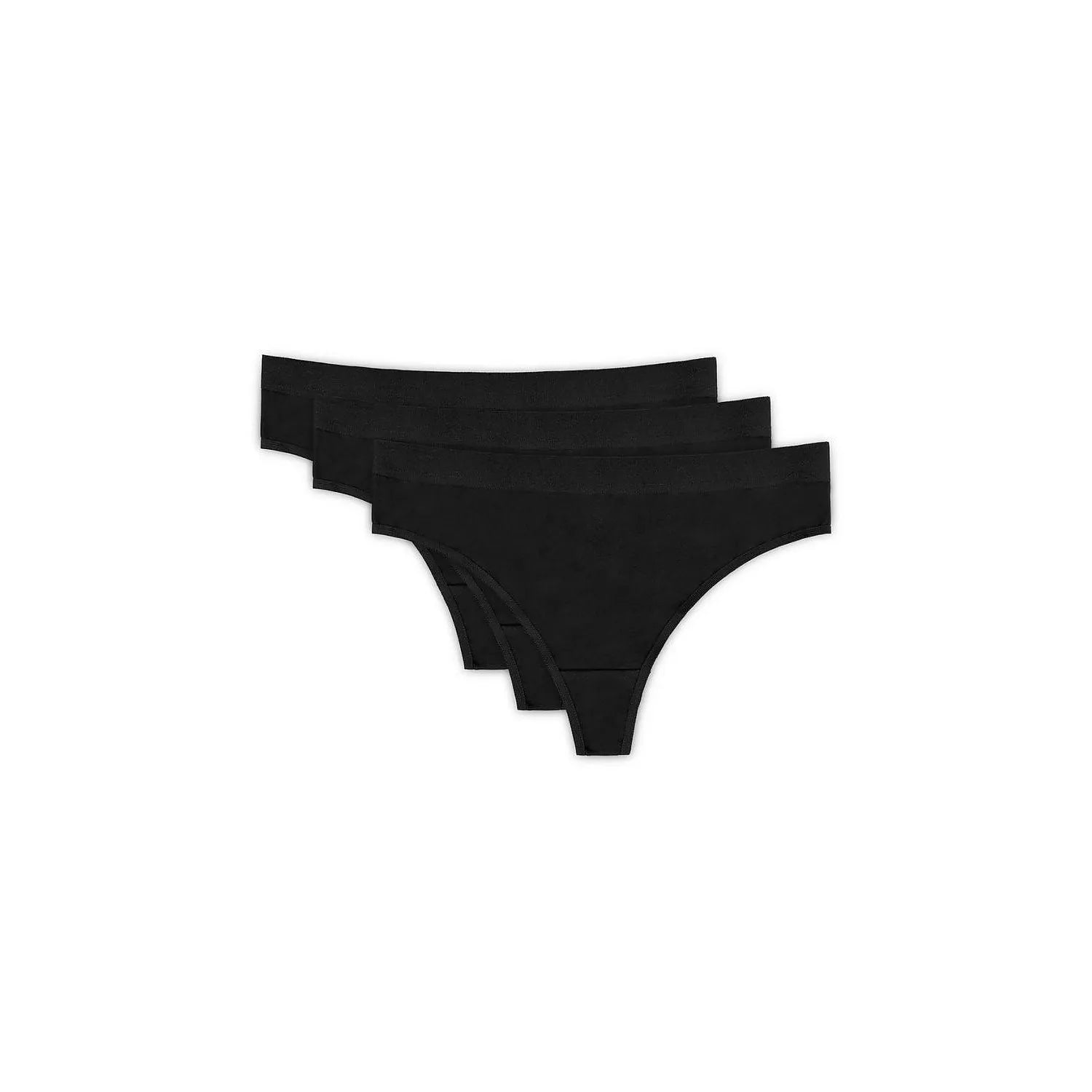 ensemble lingerie trois culottes coton noir confortable quotidien discret sans coutures coupe bikini maintien bande élastique gousset certifié polonais