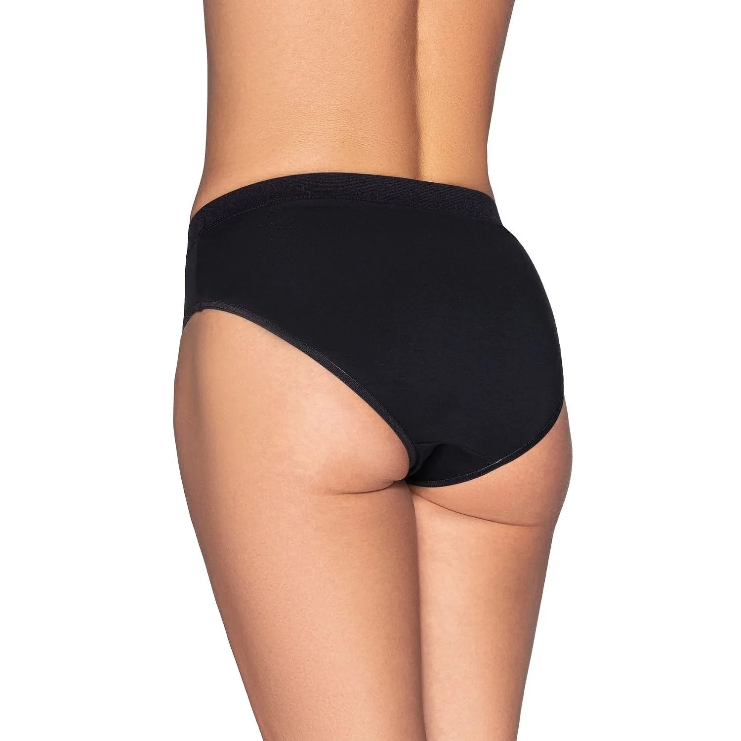 Culotte noire Gorteks 219498 en coton, taille mi-haute, élastique large, couvrante, hypoallergénique, vue de dos.