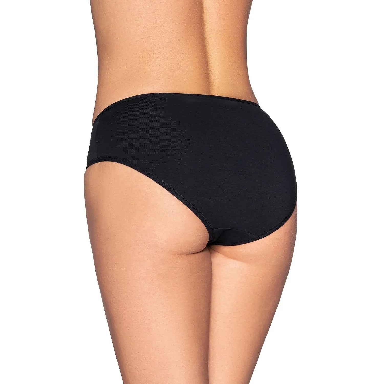 Culotte noire en coton Gorteks, taille élastique, confort menstruel, vue arrière, certification OEKO-TEX.