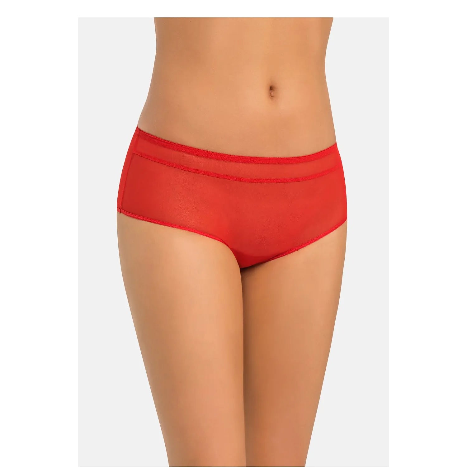 Culottes en filet transparent rouge confortable sexy taille moyenne sans couture élastique ajustement parfait lingerie élégante femmes