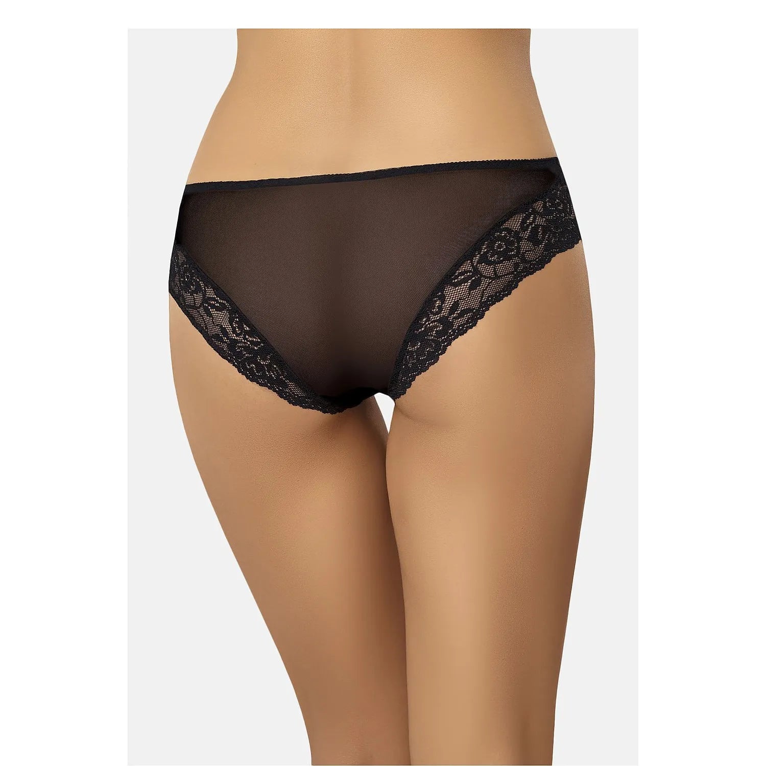 Culotte noire dentelle florale transparente, maille élastique, élégante et confortable, lingerie féminine intime.