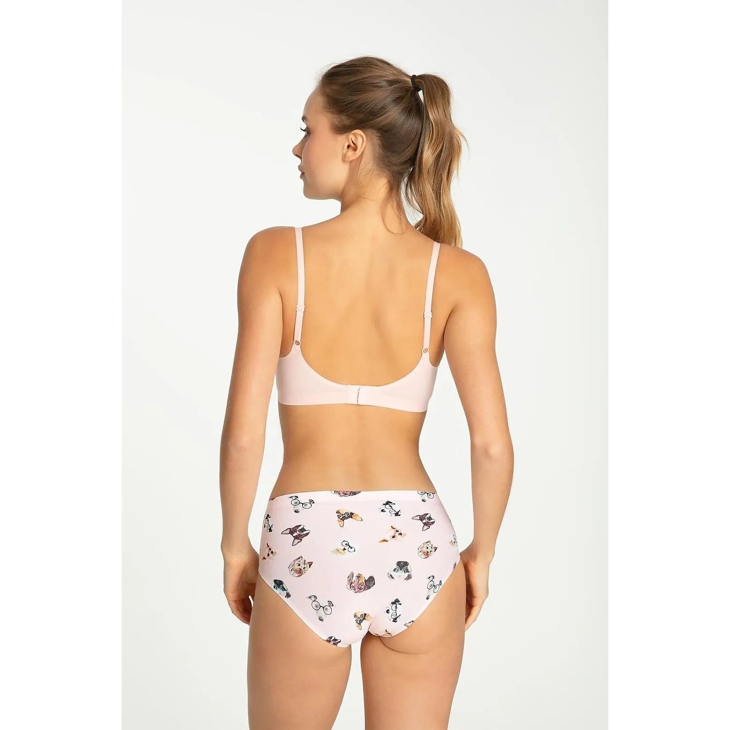 Ensemble lingerie Julimex 220545 rose, soutien-gorge et culotte microfibre, design moderne, confort et élégance.