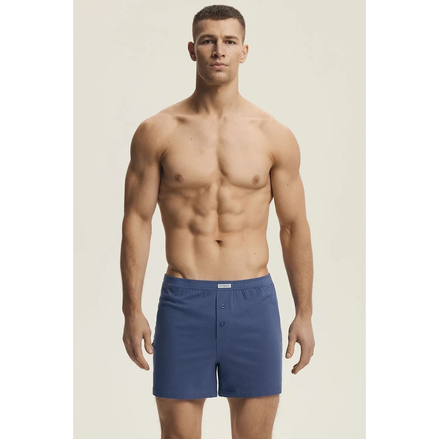 Boxer homme confort coton ceinture élastique design classique couleur bleu marine coupe droite ajustement parfait