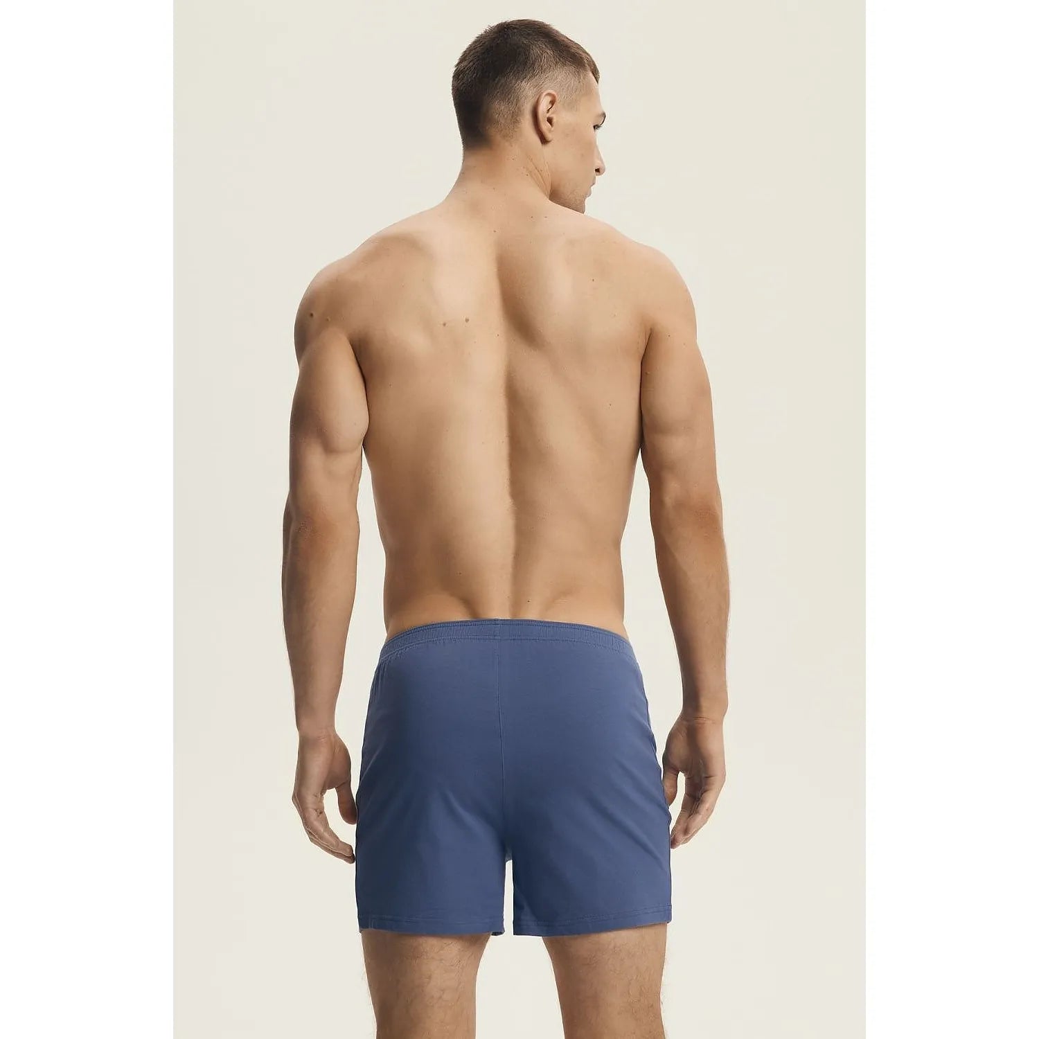 Boxer homme bleu Henderson 220968, coupe ample, ceinture élastique, tissu doux et respirant, design minimaliste.