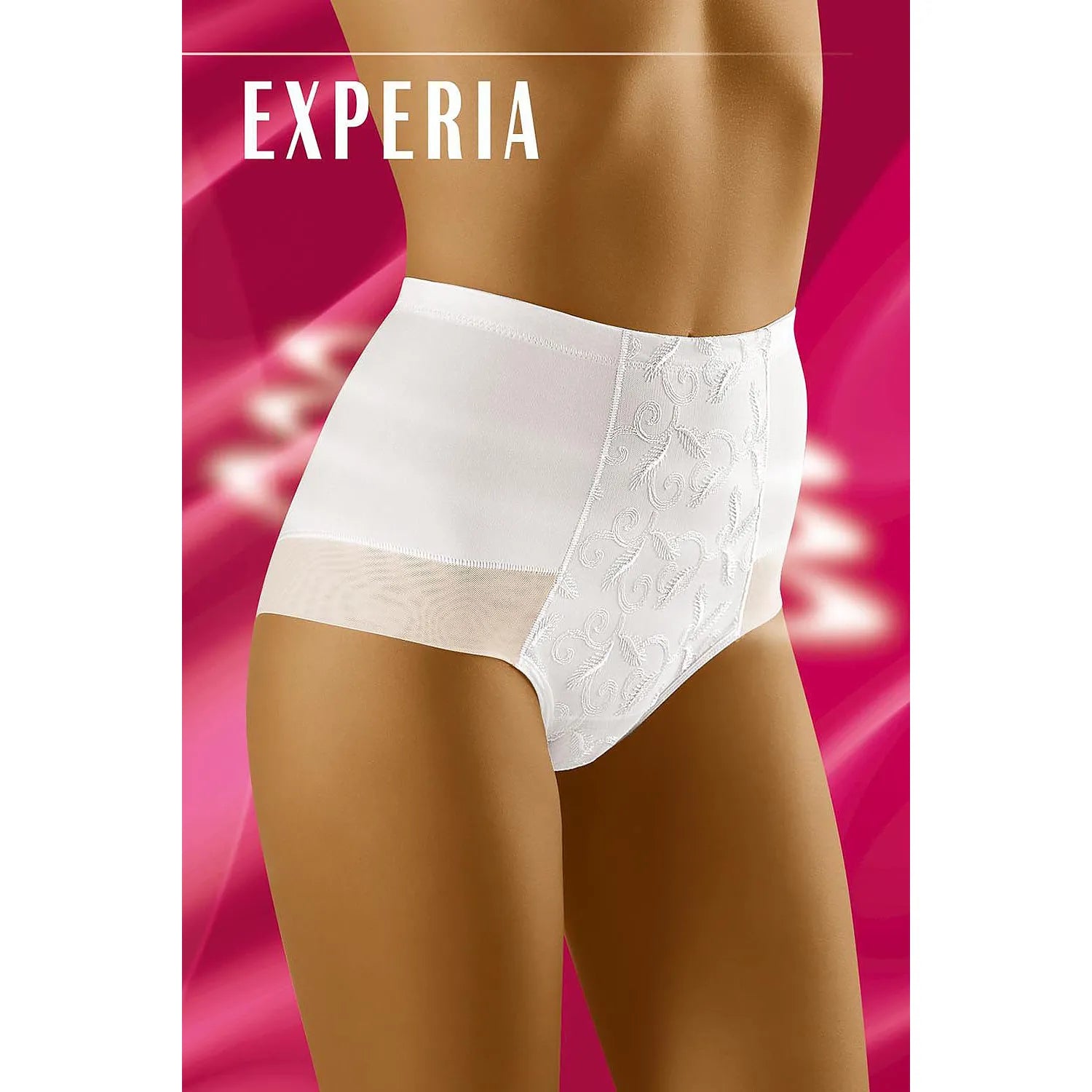culottes gainantes broderie décorative taille haute Wolbar modèle49454 confort sculptante silhouette coutures plates inserts transparents jambes allongées blanche