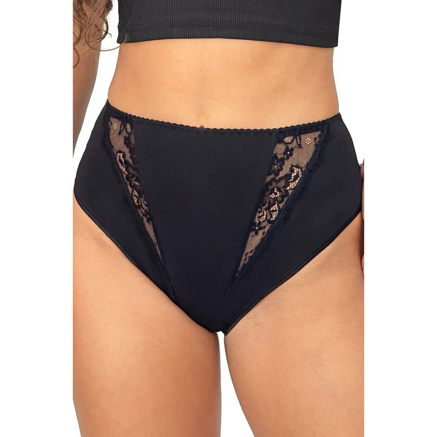 Culottes coton taille haute dentelle confort femme noir blanc