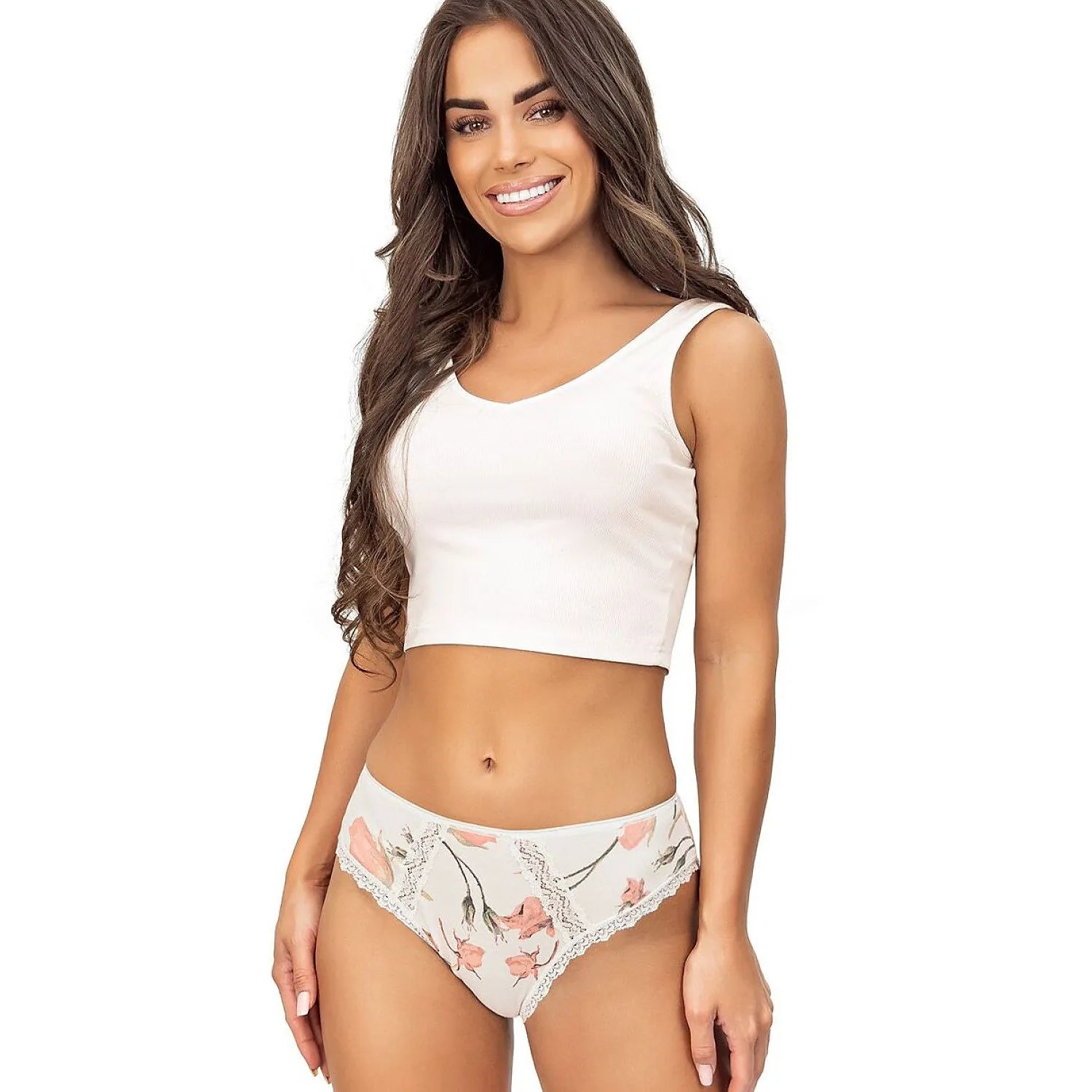 Culottes femmes dentelle fleurs Amaris confort taille moyenne élasthanne
