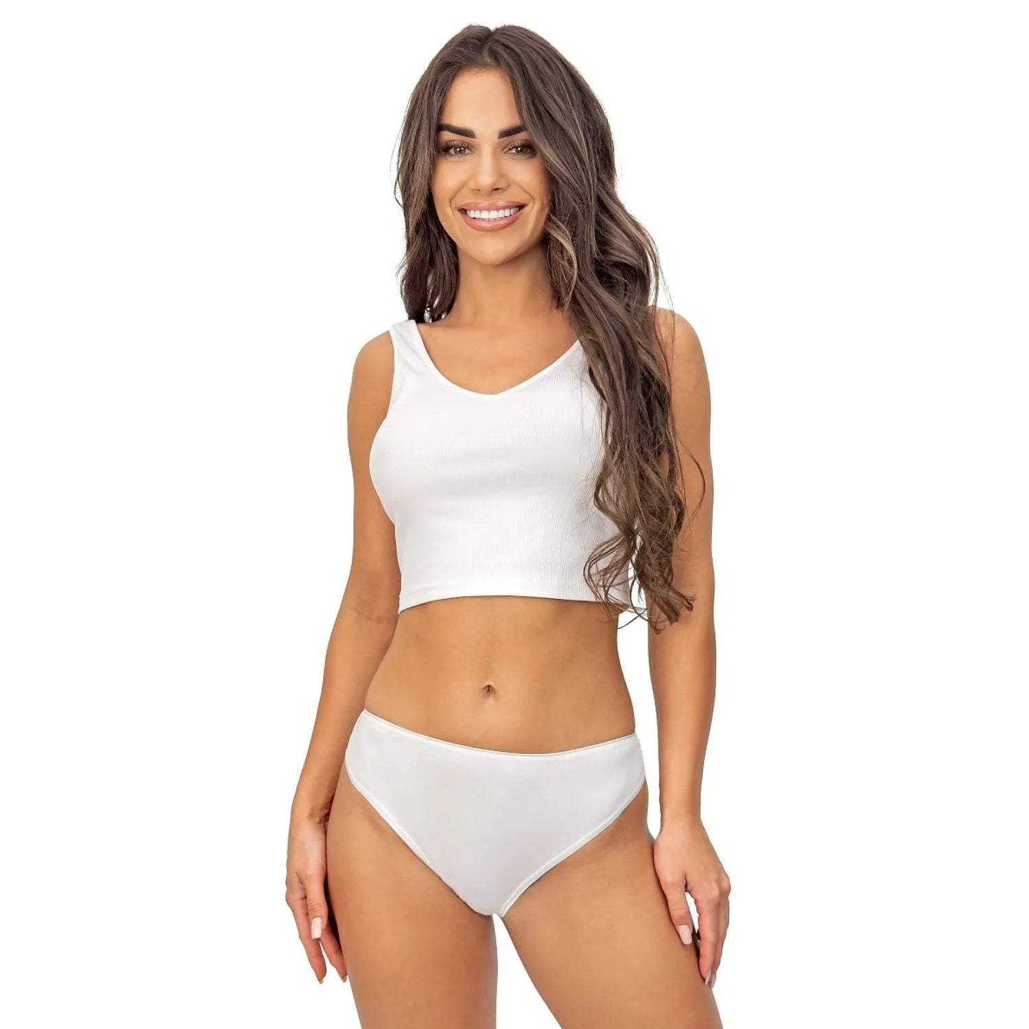 Culotte dentelle femme blanche, taille moyenne, confort et élégance, devant lisse, arrière dentelle délicate, plusieurs co...