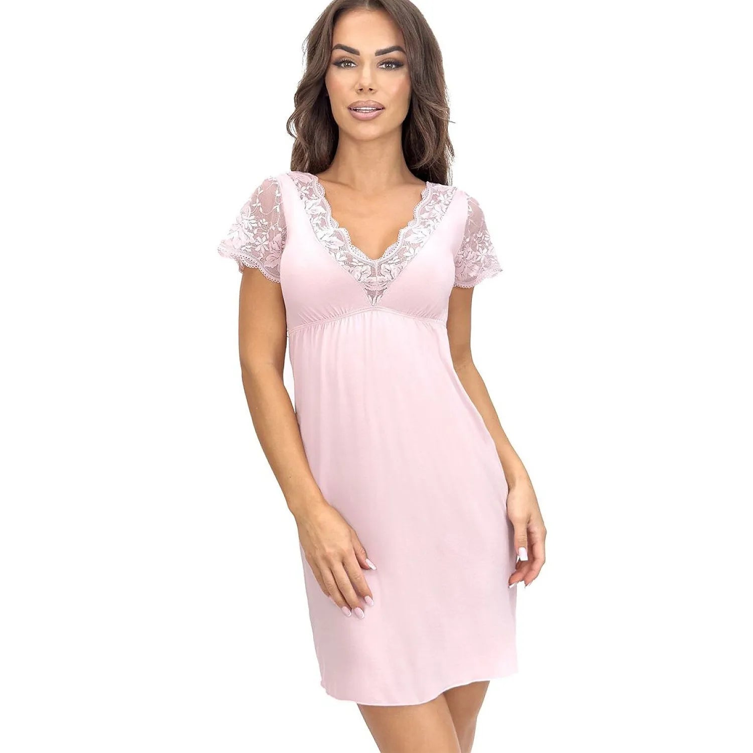 Chemise de nuit femme élégante dentelle confortable respirante mi-longue