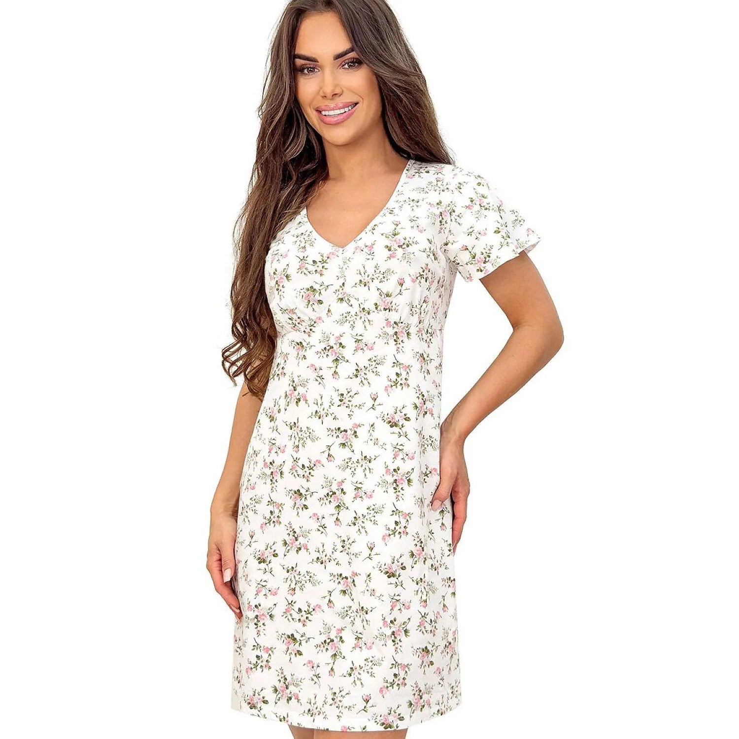 Chemise de nuit coton floral Emilia confort féminin maison détente